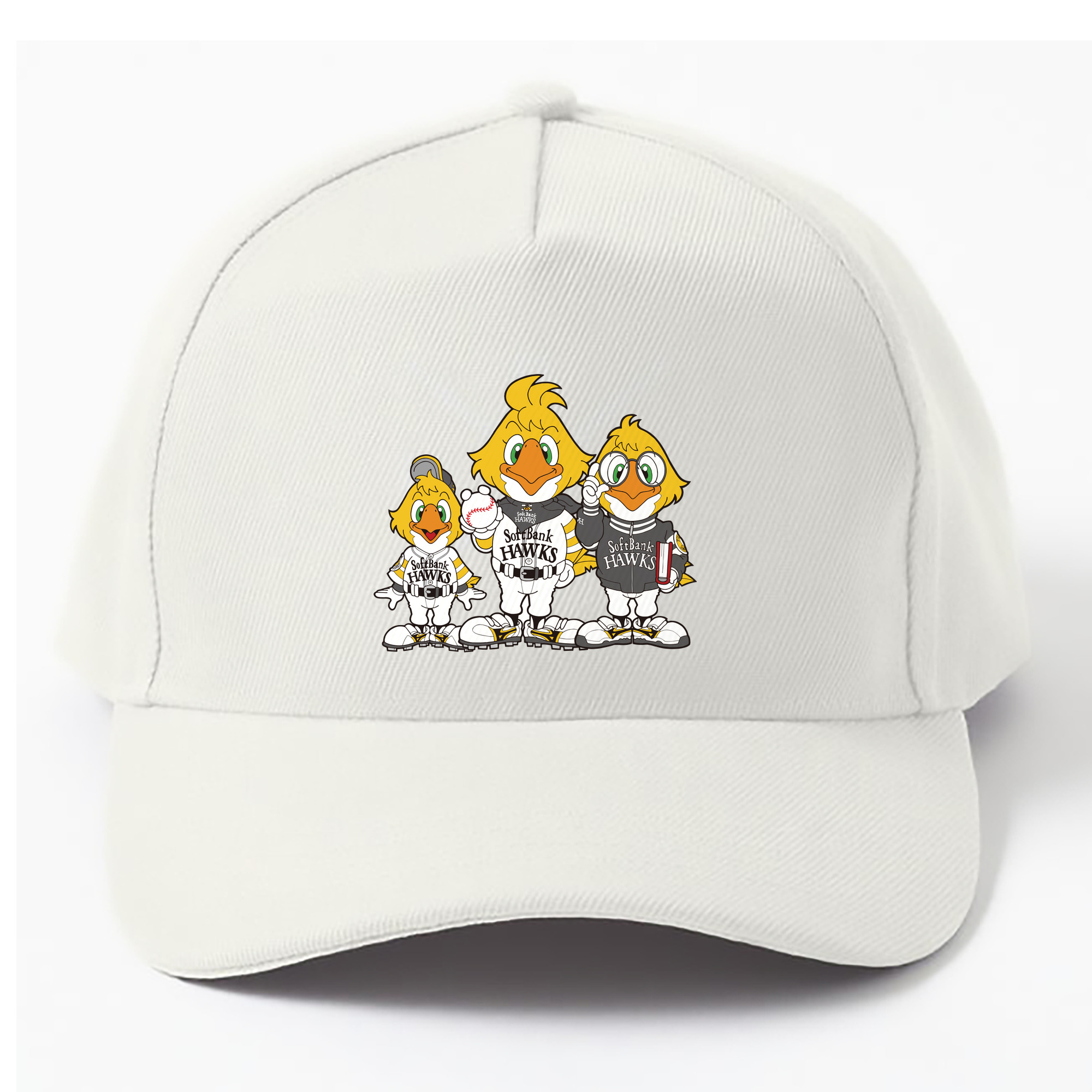 FUKUOKA SOFTBANK HAWKS MASCOT RICK HAWK HACK HAWK HOCK HAWK Logo - ベースボールキャップ ・ 綿100％ ・ 男女兼用 ・ スポーツ 帽子 ・ 日常使い 散歩 アウトドア 旅行用