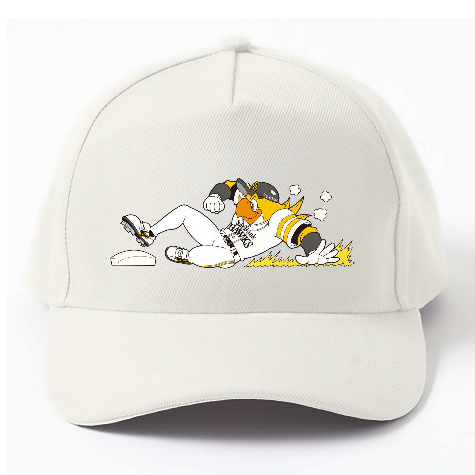 FUKUOKA SOFTBANK HAWKS MASCOT HARRY HAWK SLIDING APPLICATION Logo - ベースボールキャップ ・ 綿100％ ・ 男女兼用 ・ スポーツ 帽子 ・ 日常使い 散歩 アウトドア 旅行用