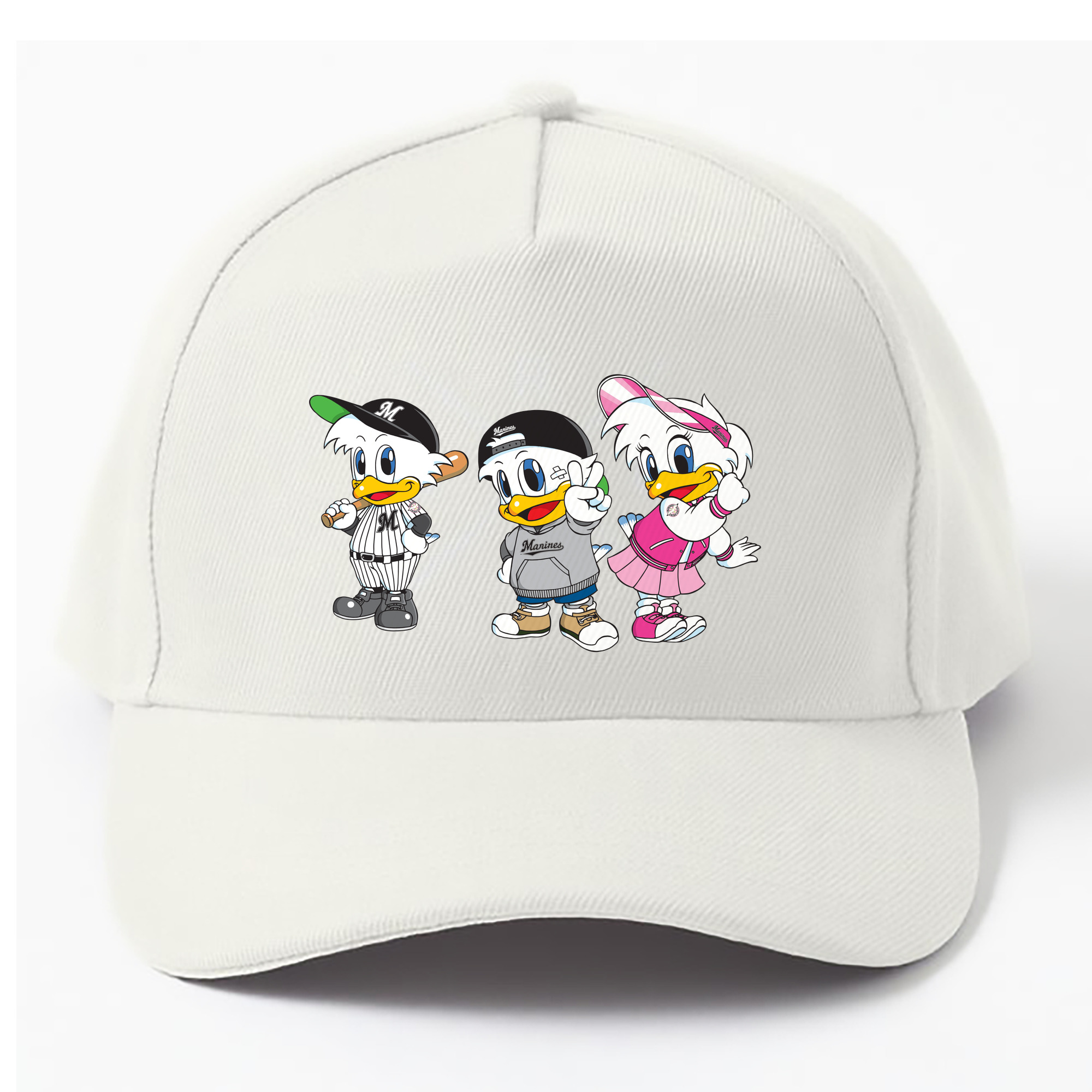 CHIBA LOTTE MARINES MAR-KUN RINE-CHAN ZU-CHAN MASCOT Logo - ベースボールキャップ ・ 綿100％ ・ 男女兼用 ・ スポーツ 帽子 ・ 日常使い 散歩 アウトドア 旅行用