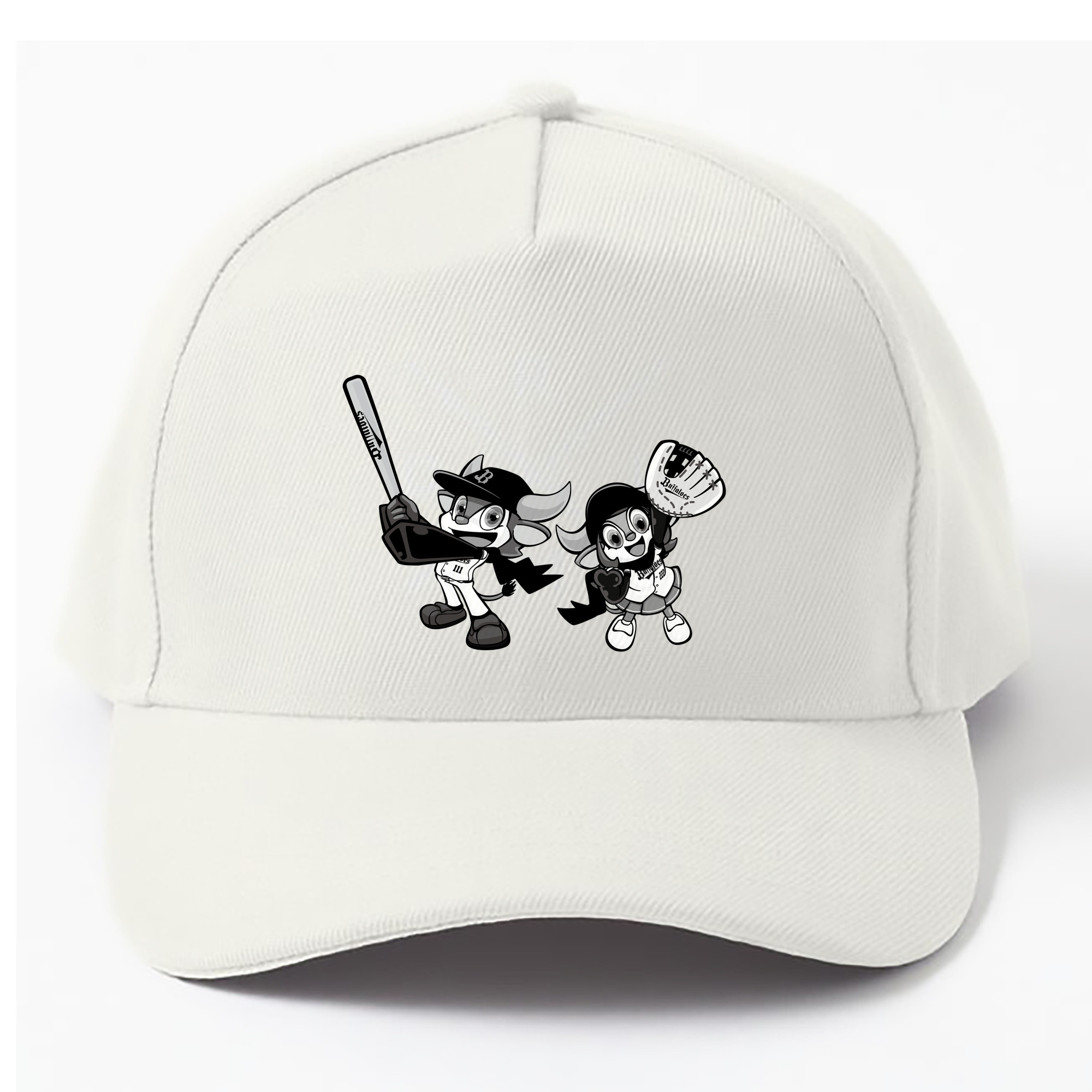 ORIX BUFFALOES MASCOT BUFFALO BULL BUFFALO BELL APPLICATION BAT GLOVE SYMBOL 2019 Black White Logo - ベースボールキャップ ・ 綿100％ ・ 男女兼用 ・ スポーツ 帽子 ・ 日常使い 散歩 アウトドア 旅行用