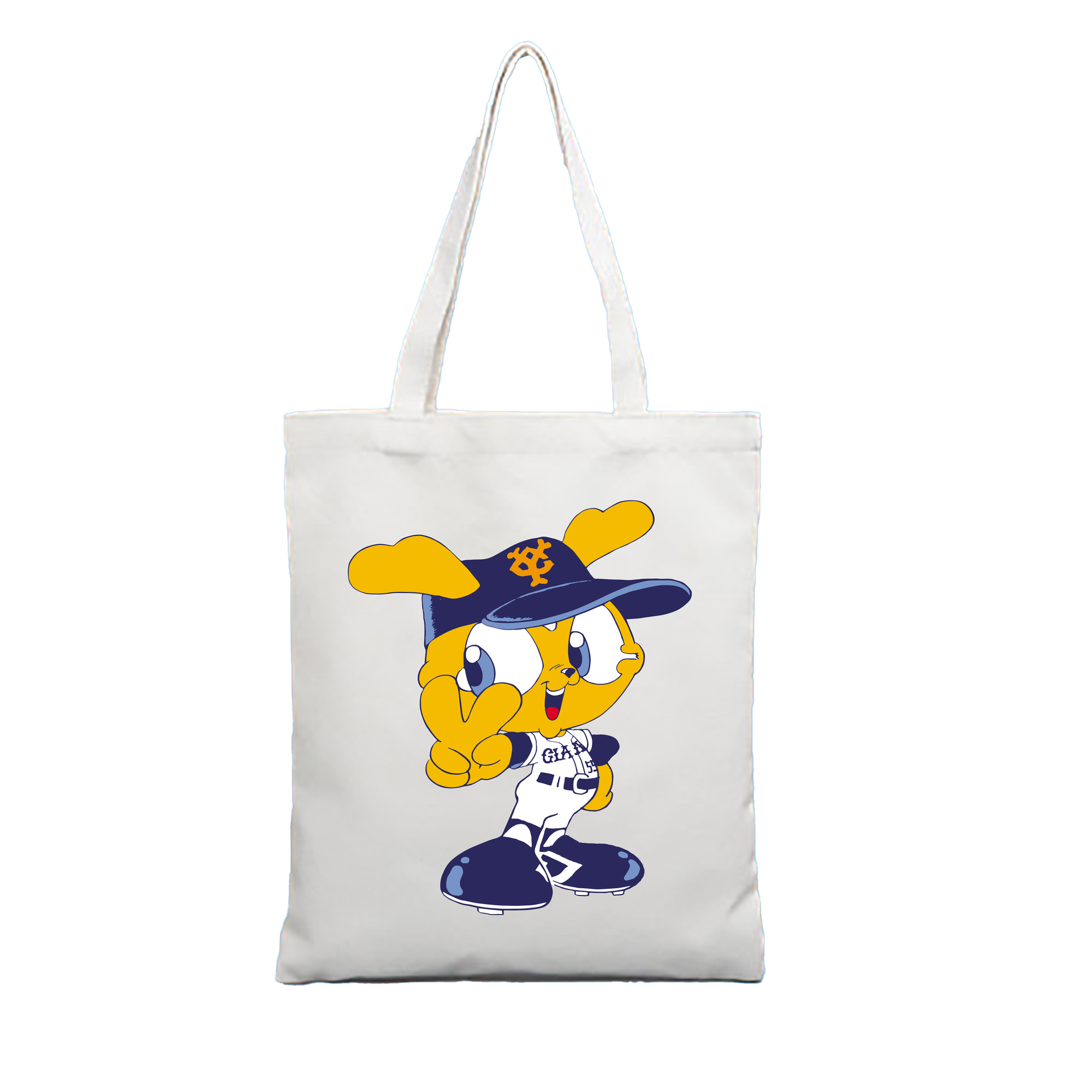 YOMIURI GIANTS MASCOT GIABBIT 2000's EARLY APPLICATION VICTORY Logo - 縦型キャンバス手提げバッグ（トートバッグ） ・ キャンバス素材 ・ ショッピング用 ・ 軽量 丈夫 お手入れ簡単