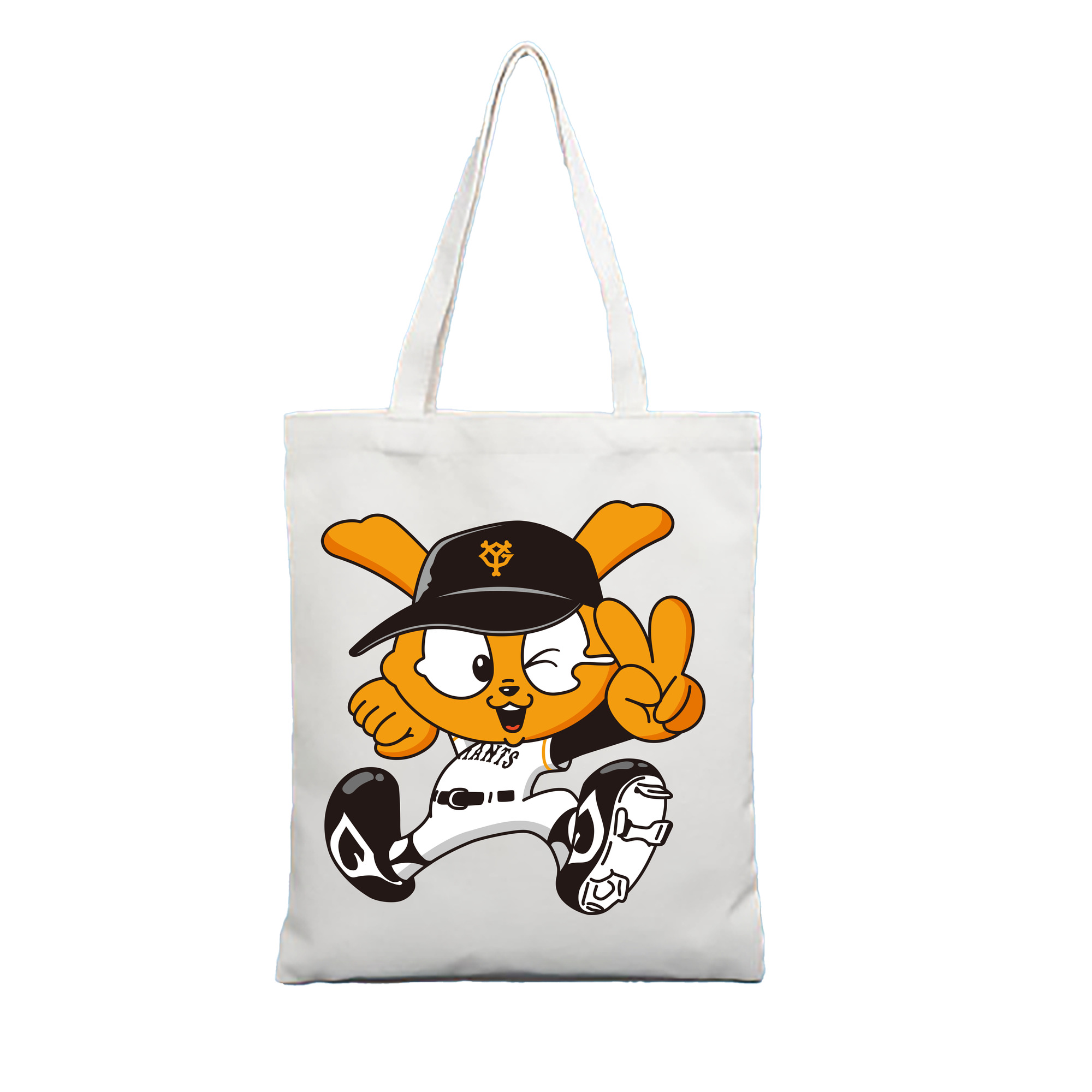 YOMIURI GIANTS MASCOT GIABBIT APPLICATION EXCITE Logo - 縦型キャンバス手提げバッグ（トートバッグ） ・ キャンバス素材 ・ ショッピング用 ・ 軽量 丈夫 お手入れ簡単