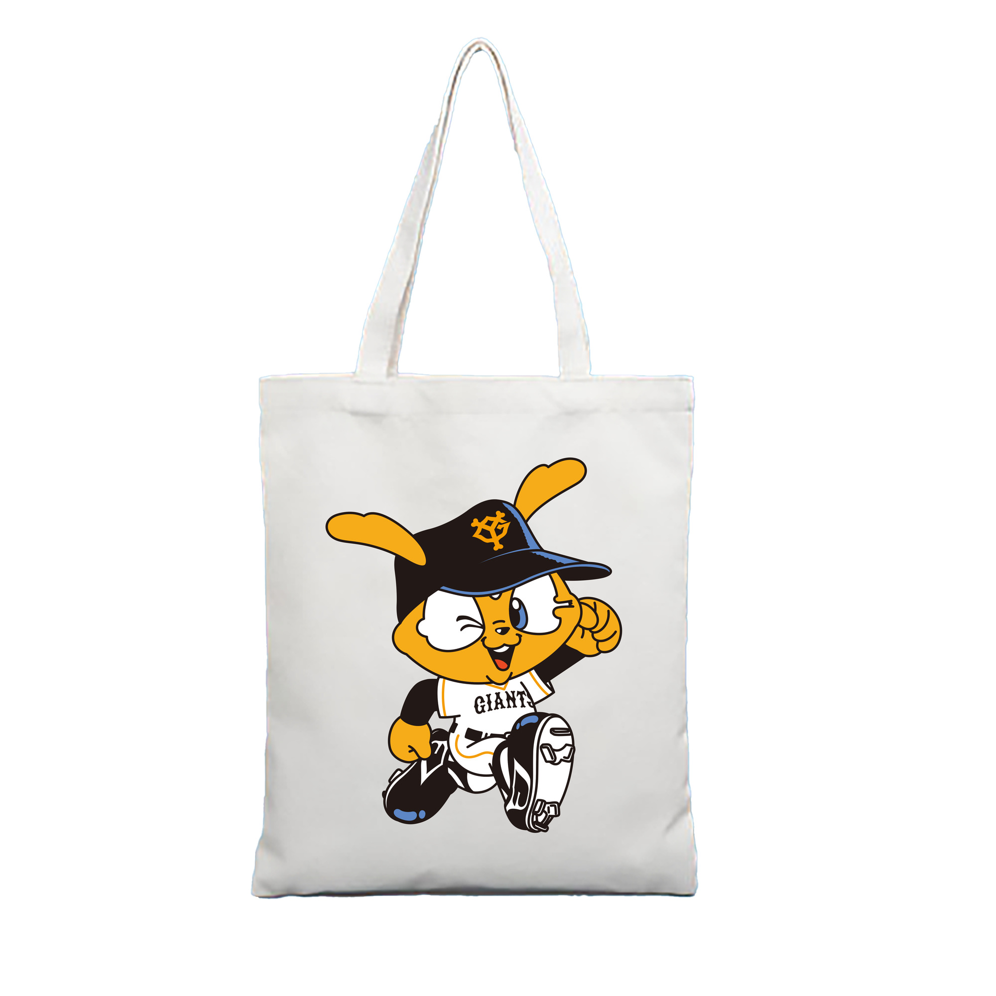 YOMIURI GIANTS MASCOT GIABBIT APPLICATION WINK RUNNING Logo - 縦型キャンバス手提げバッグ（トートバッグ） ・ キャンバス素材 ・ ショッピング用 ・ 軽量 丈夫 お手入れ簡単