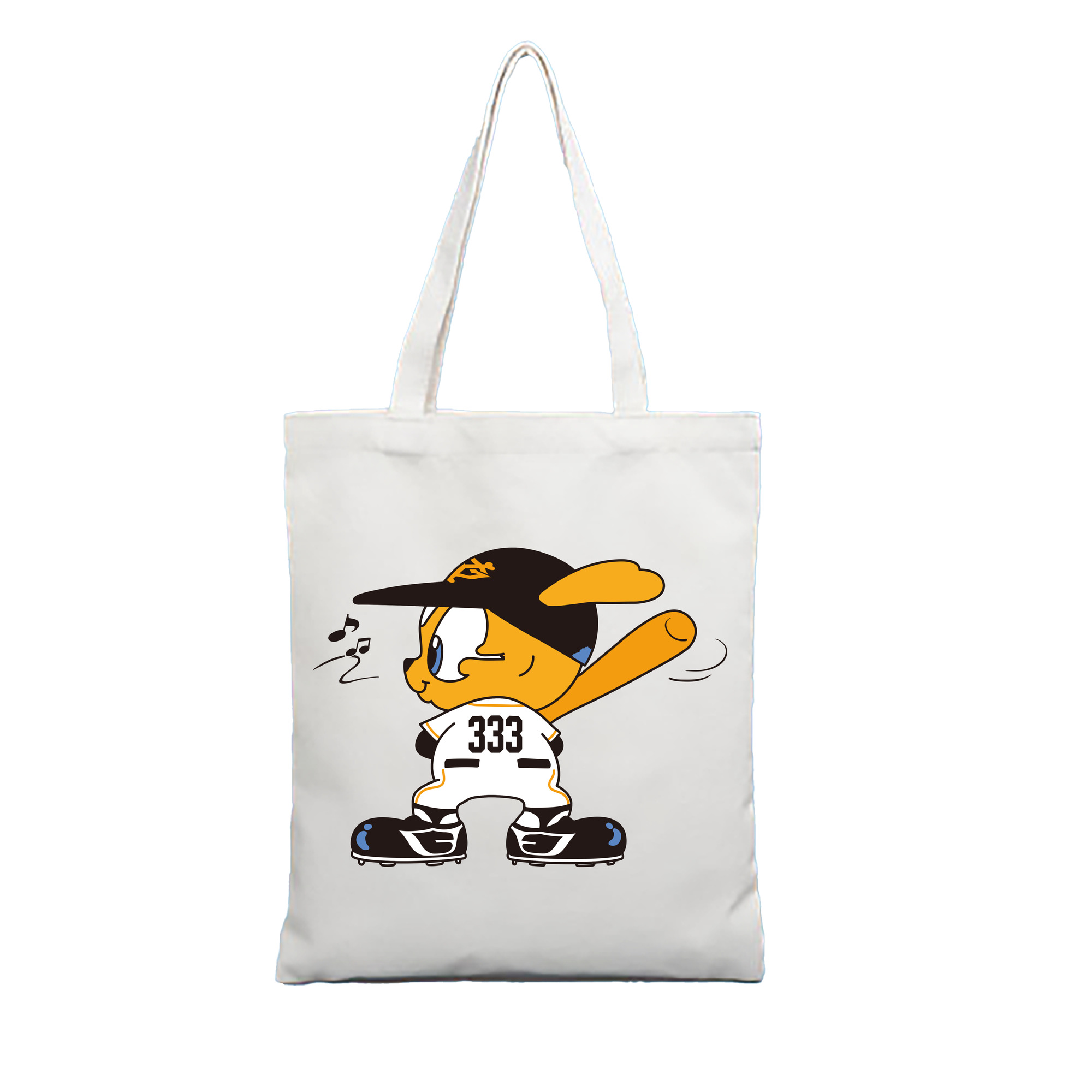 YOMIURI GIANTS MASCOT APPLICATION Music Logo - 縦型キャンバス手提げバッグ（トートバッグ） ・ キャンバス素材 ・ ショッピング用 ・ 軽量 丈夫 お手入れ簡単