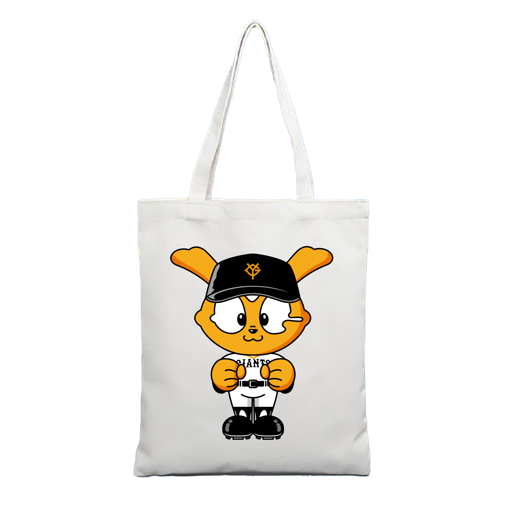 YOMIURI GIANTS MASCOT GIABBIT 2024 APPLICATION TWO FISTS STAND Logo - 縦型キャンバス手提げバッグ（トートバッグ） ・ キャンバス素材 ・ ショッピング用 ・ 軽量 丈夫 お手入れ簡単