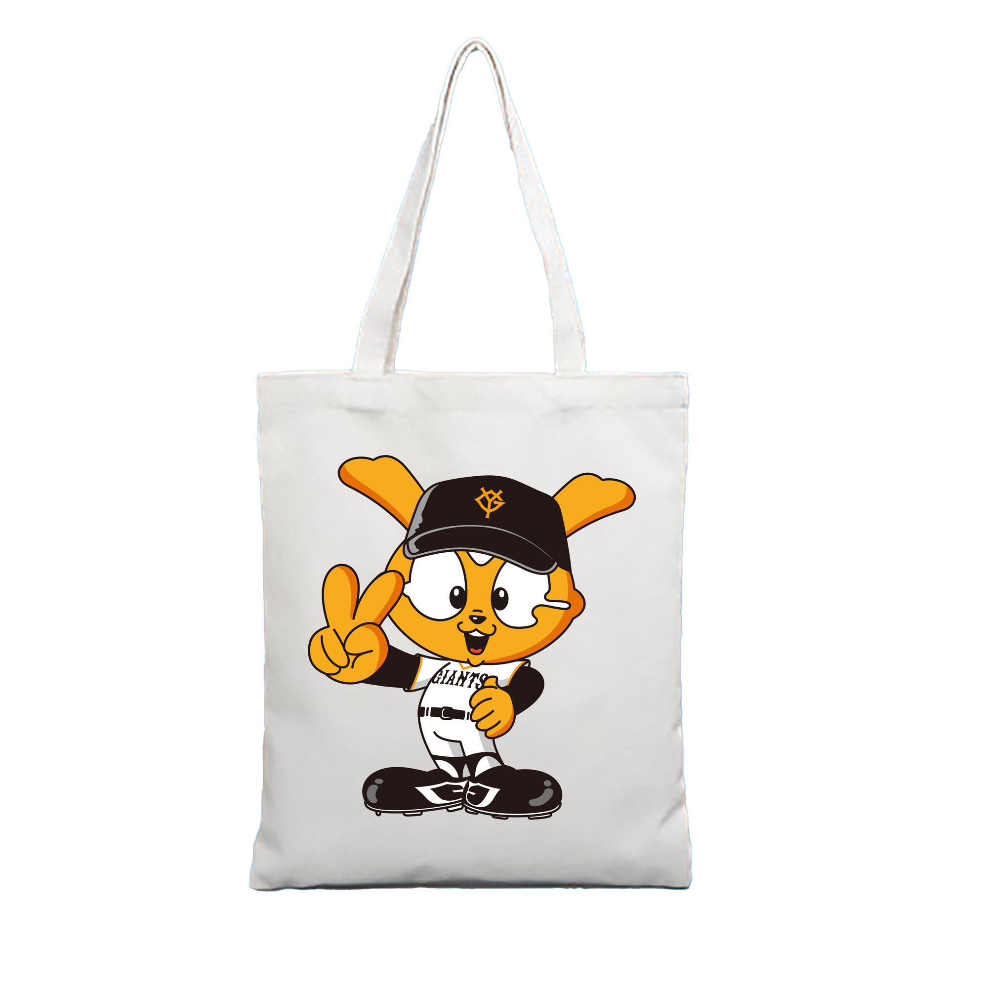 YOMIURI GIANTS MASCOT GIABBIT 2024 APPLICATION SMILE AND VICTORY Logo - 縦型キャンバス手提げバッグ（トートバッグ） ・ キャンバス素材 ・ ショッピング用 ・ 軽量 丈夫 お手入れ簡単