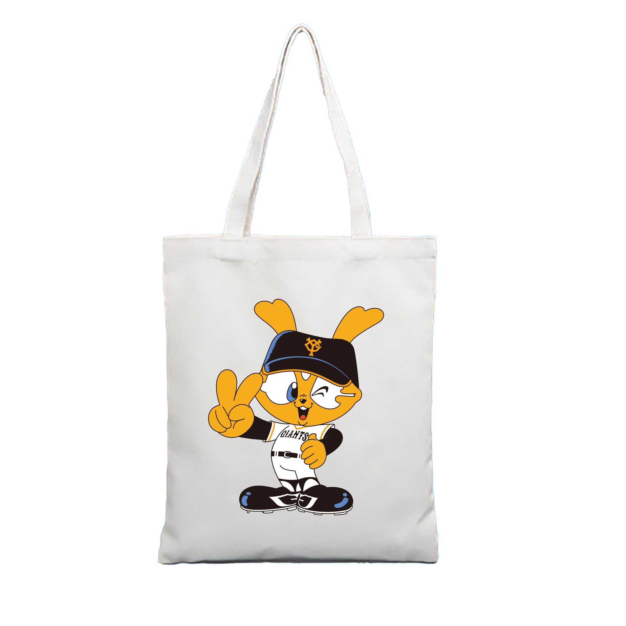 YOMIURI GIANTS MASCOT GIABBI APPLICATION VICTORY Logo - 縦型キャンバス手提げバッグ（トートバッグ） ・ キャンバス素材 ・ ショッピング用 ・ 軽量 丈夫 お手入れ簡単