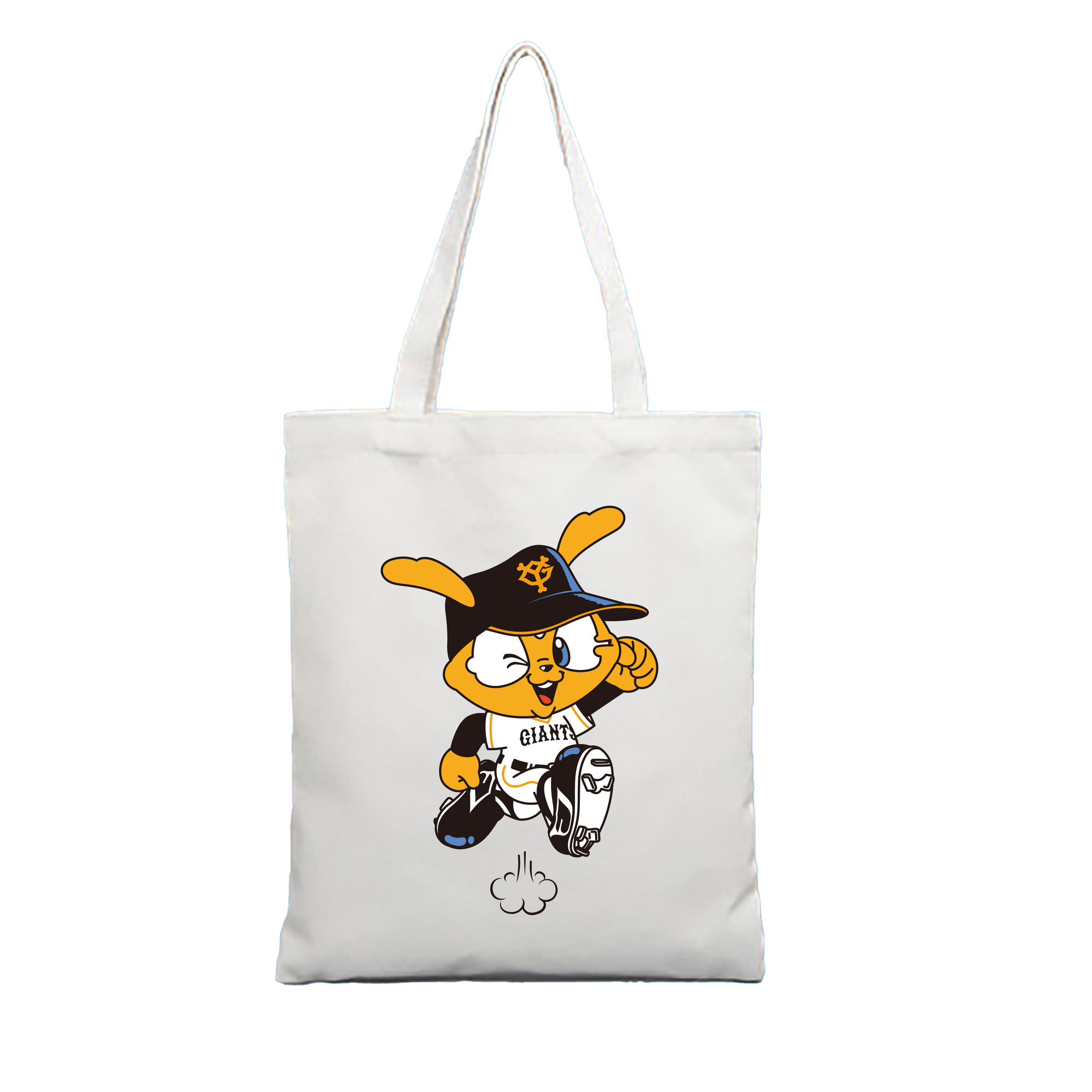 YOMIURI GIANTS MASCOT GIABBIT APPLICATION FIGHTING Logo - 縦型キャンバス手提げバッグ（トートバッグ） ・ キャンバス素材 ・ ショッピング用 ・ 軽量 丈夫 お手入れ簡単