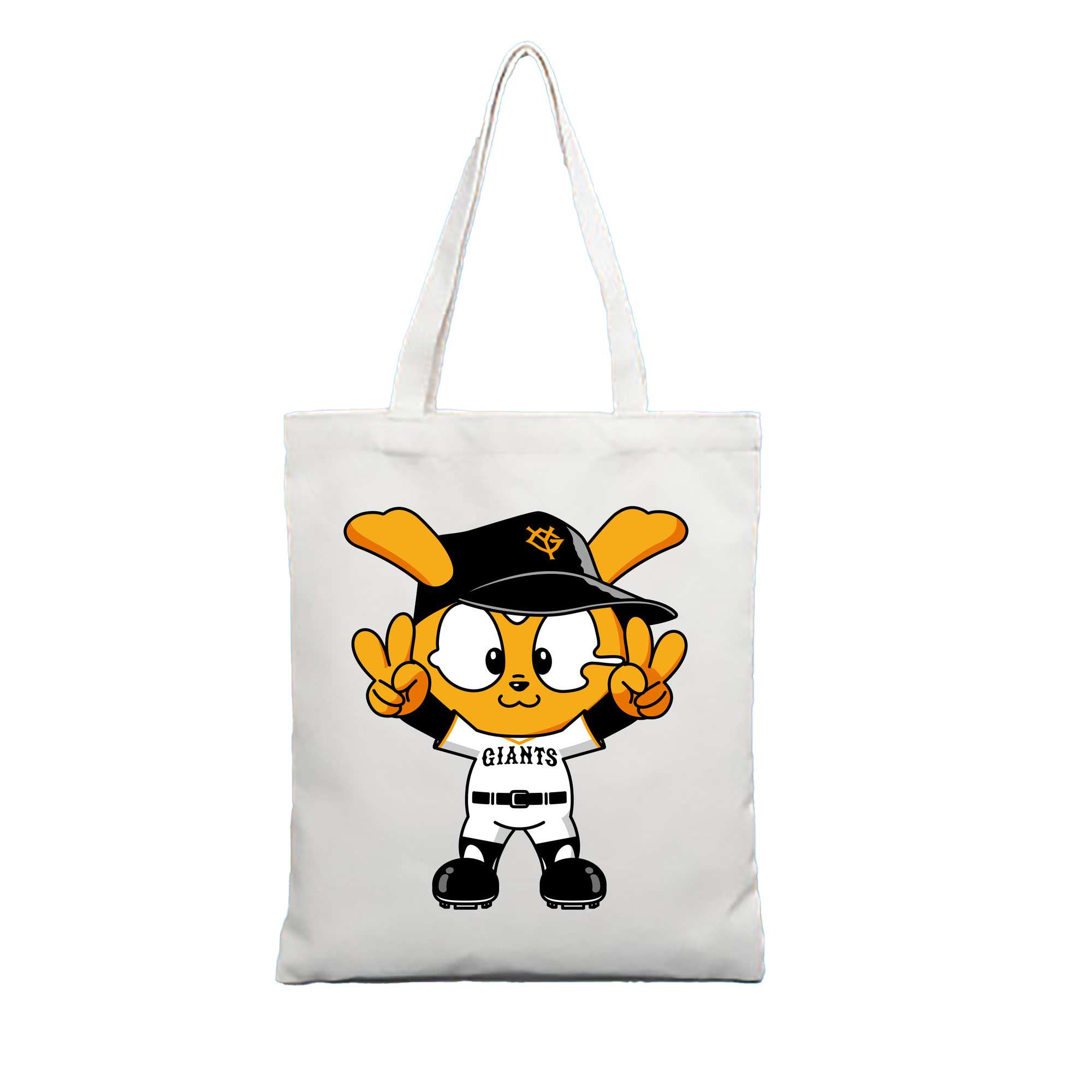 YOMIURI GIANTS MASCOT GIABBIT 2024 APPLICATION VICTORY Logo - 縦型キャンバス手提げバッグ（トートバッグ） ・ キャンバス素材 ・ ショッピング用 ・ 軽量 丈夫 お手入れ簡単