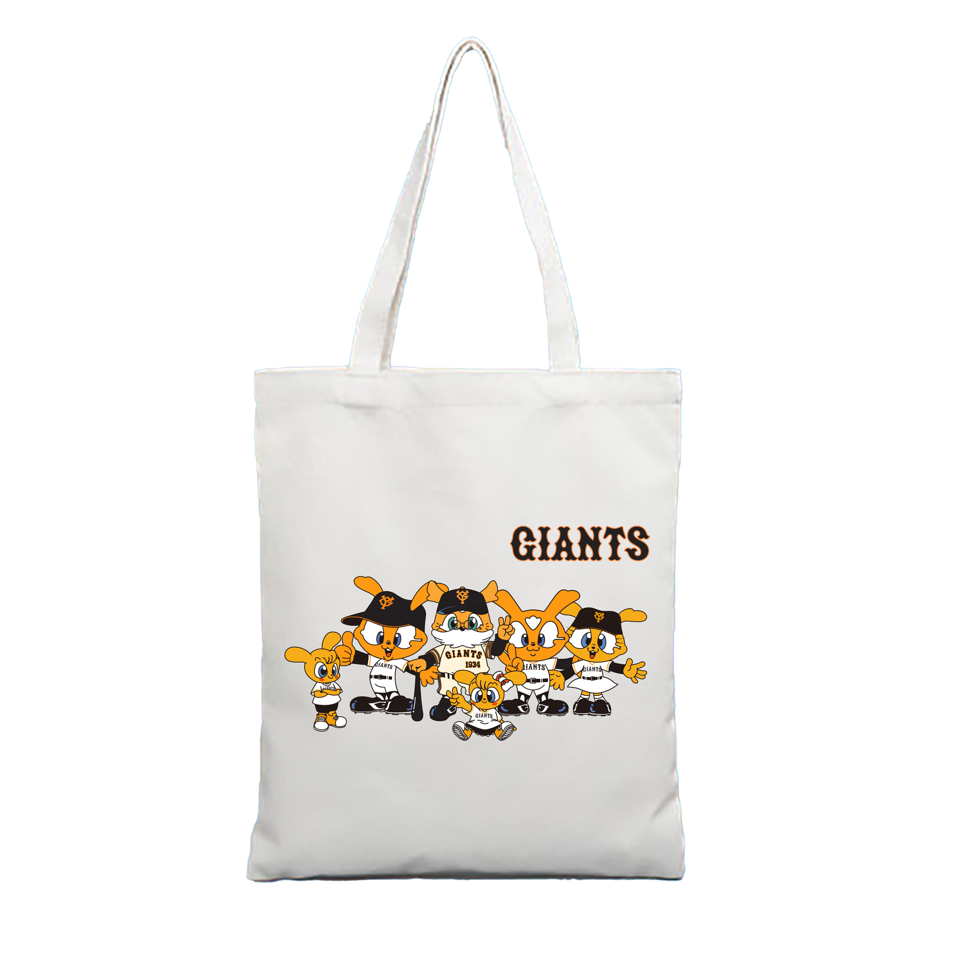YOMIURI GIANTS MASCOT GIABBIT FAMILY Logo - 縦型キャンバス手提げバッグ（トートバッグ） ・ キャンバス素材 ・ ショッピング用 ・ 軽量 丈夫 お手入れ簡単