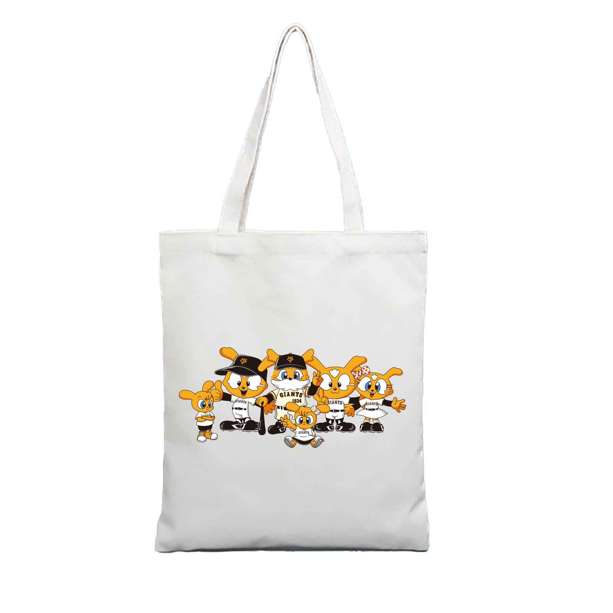 YOMIURI GIANTS MASCOT GIABBIT FAMILY ORIGINAL 2024 Logo - 縦型キャンバス手提げバッグ（トートバッグ） ・ キャンバス素材 ・ ショッピング用 ・ 軽量 丈夫 お手入れ簡単