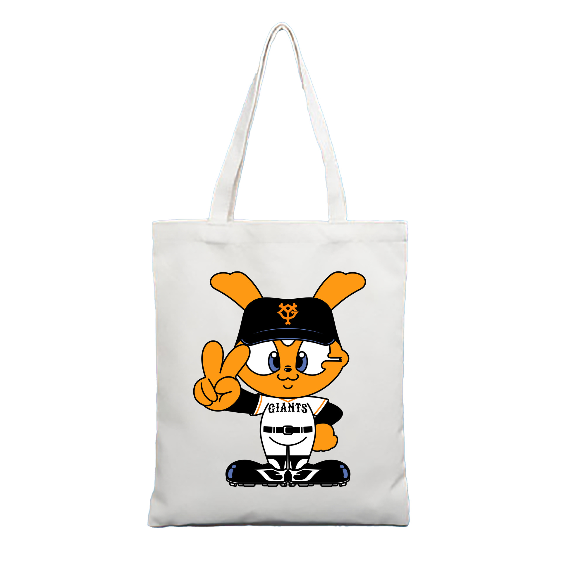 YOMIURI GIANTS MASCOT GIABBIT APPLICATION VICTORY Logo - 縦型キャンバス手提げバッグ（トートバッグ） ・ キャンバス素材 ・ ショッピング用 ・ 軽量 丈夫 お手入れ簡単
