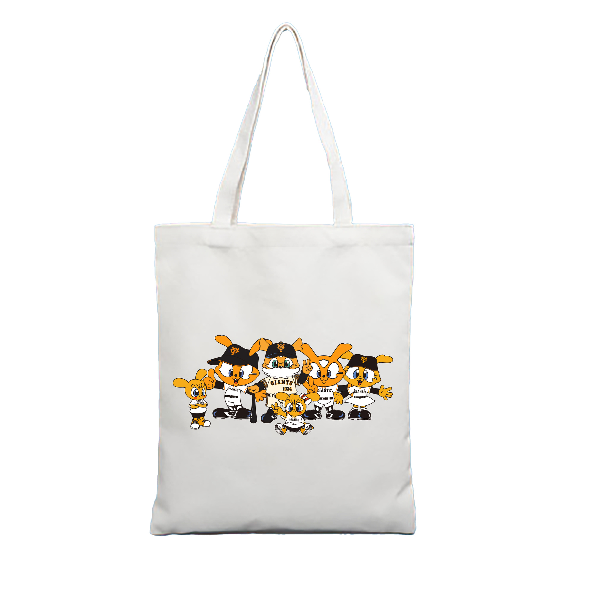 YOMIURI GIANTS MASCOT GIABBIT FAMILY ORIGINAL Logo - 縦型キャンバス手提げバッグ（トートバッグ） ・ キャンバス素材 ・ ショッピング用 ・ 軽量 丈夫 お手入れ簡単