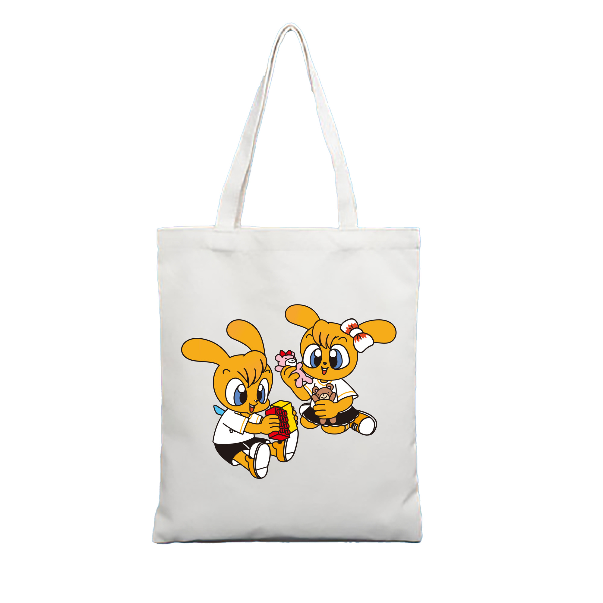 YOMIURI GIANTS MASCOT VICKY TUPPY APPLICATION TOY Logo - 縦型キャンバス手提げバッグ（トートバッグ） ・ キャンバス素材 ・ ショッピング用 ・ 軽量 丈夫 お手入れ簡単