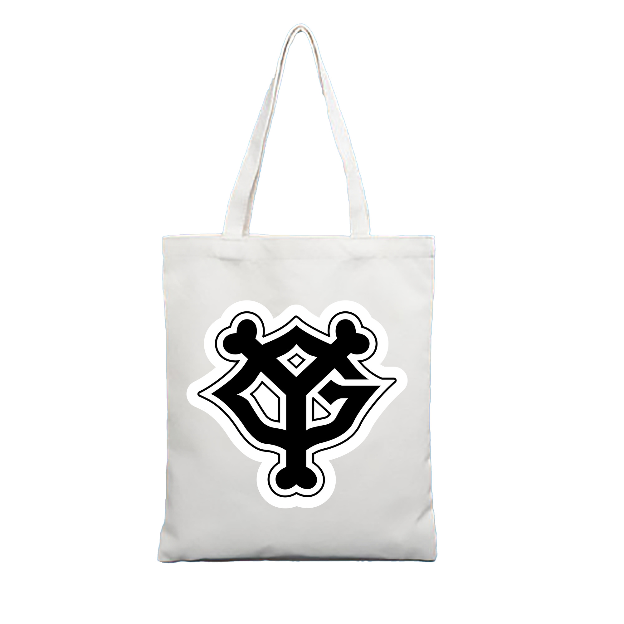 YOMIURI GIANTS SYMBOL APPLICATION BLACK AND WHITE Logo - 縦型キャンバス手提げバッグ（トートバッグ） ・ キャンバス素材 ・ ショッピング用 ・ 軽量 丈夫 お手入れ簡単