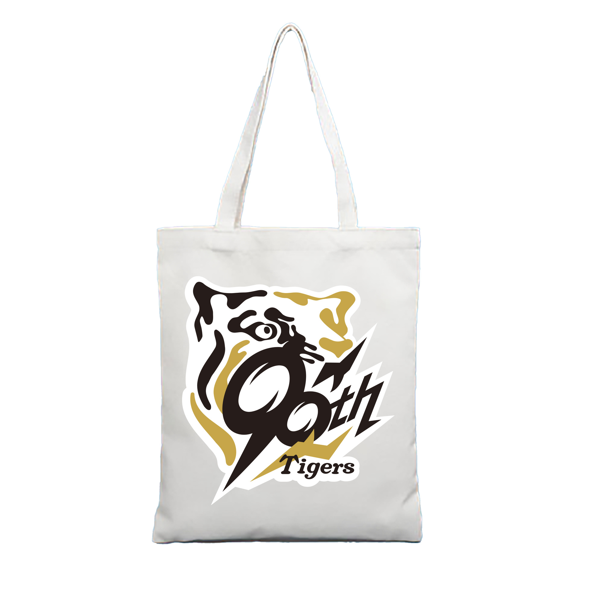 HANSHIN TIGERS 90TH ANNIVERSARY EMBLEM APPLICATION BACKGROUND Logo - 縦型キャンバス手提げバッグ（トートバッグ） ・ キャンバス素材 ・ ショッピング用 ・ 軽量 丈夫 お手入れ簡単