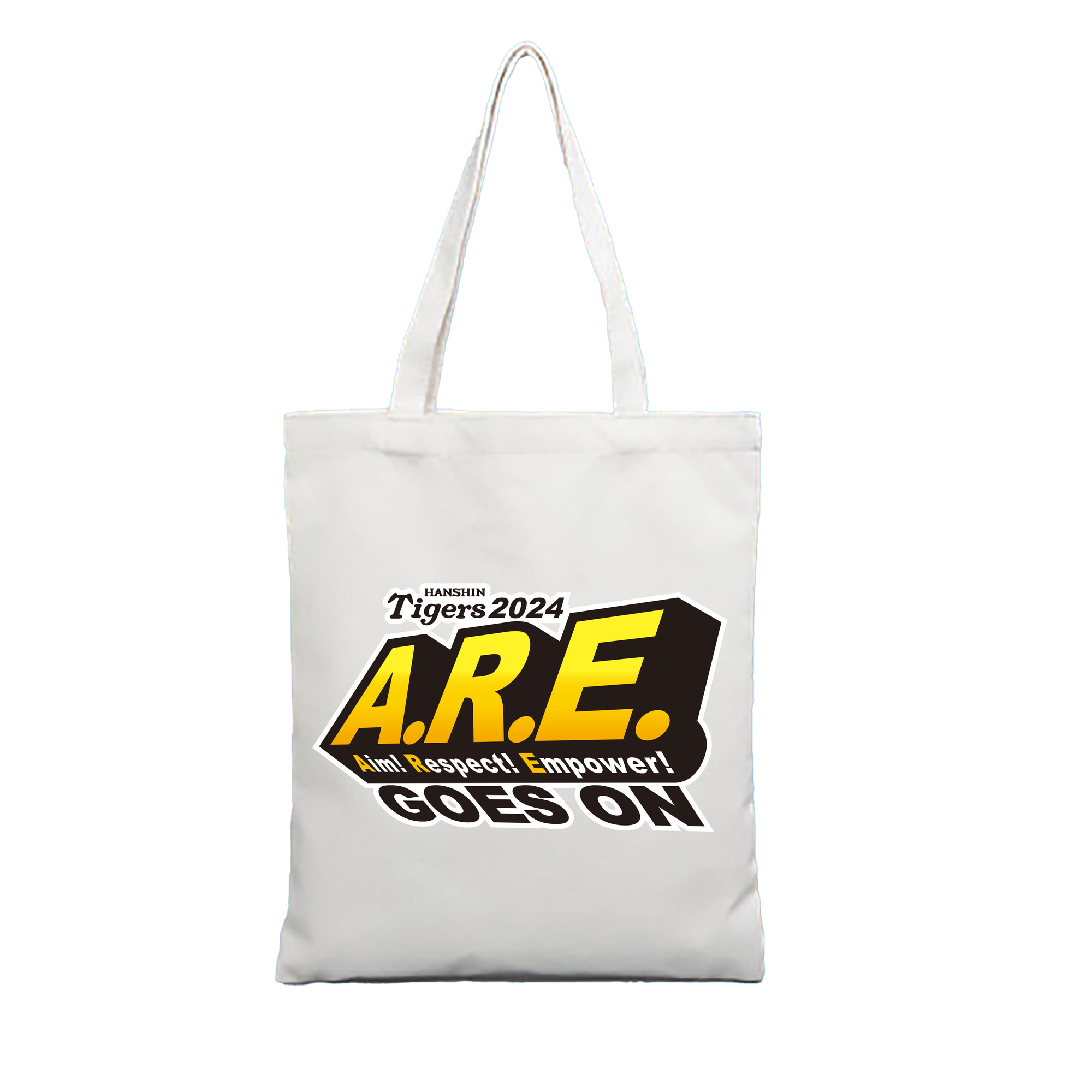 HANSHIN TIGERS 2024 SLOGAN Logo - 縦型キャンバス手提げバッグ（トートバッグ） ・ キャンバス素材 ・ ショッピング用 ・ 軽量 丈夫 お手入れ簡単