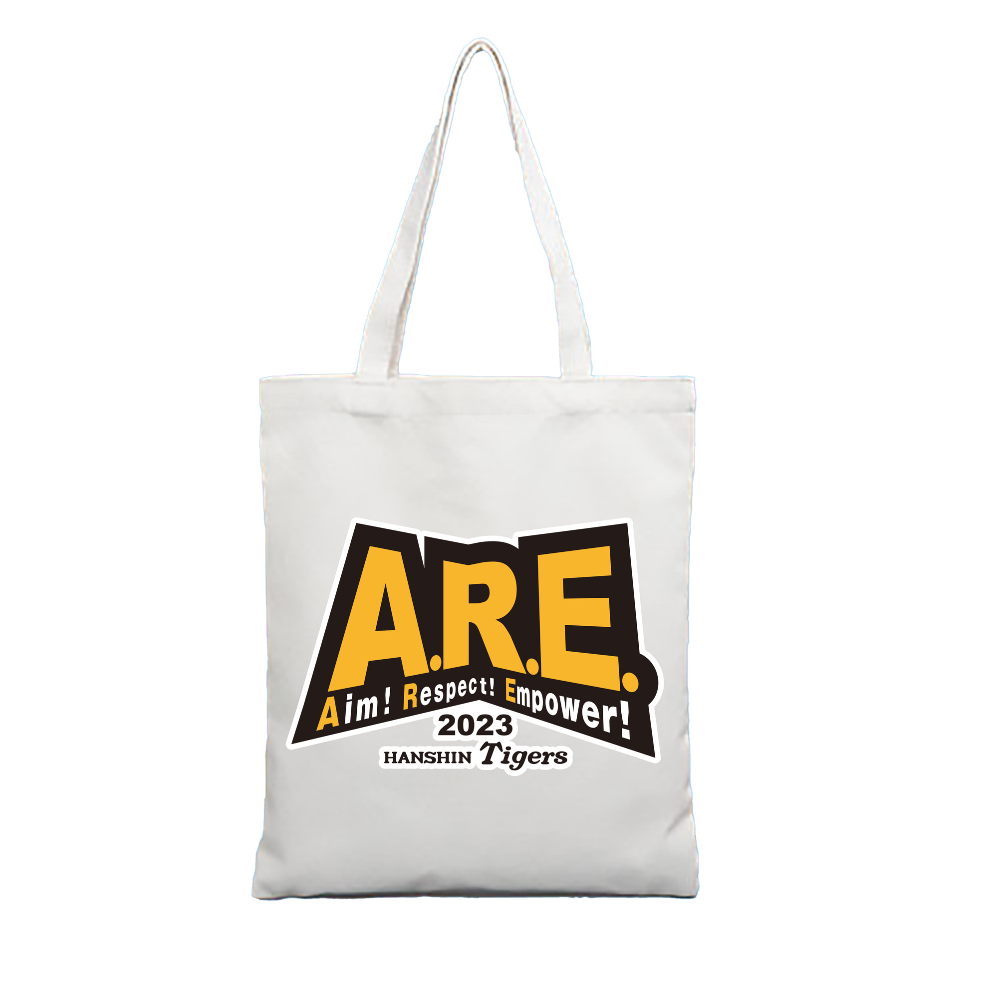 HANSHIN TIGERS 2023 SLOGAN Logo - 縦型キャンバス手提げバッグ（トートバッグ） ・ キャンバス素材 ・ ショッピング用 ・ 軽量 丈夫 お手入れ簡単