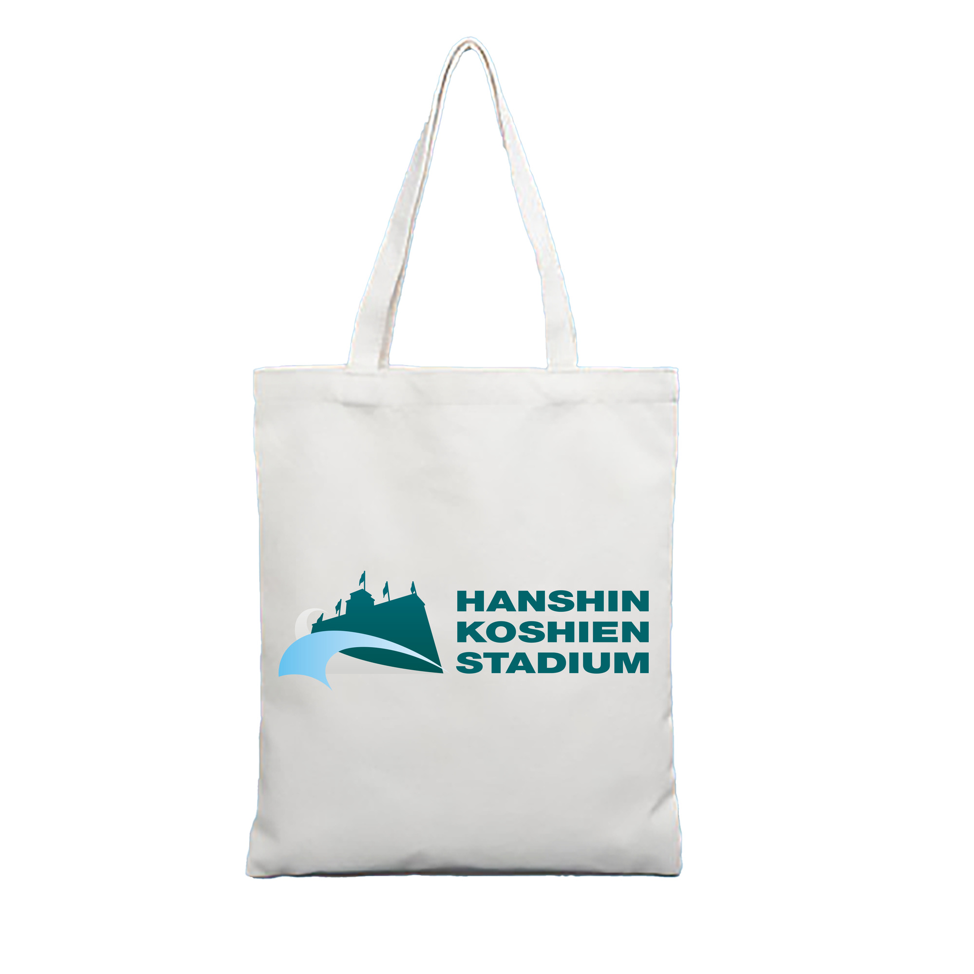 HANSHIN KOSHIEN STADIUM ENGLISH VERTICAL TYPE Logo - 縦型キャンバス手提げバッグ（トートバッグ） ・ キャンバス素材 ・ ショッピング用 ・ 軽量 丈夫 お手入れ簡単