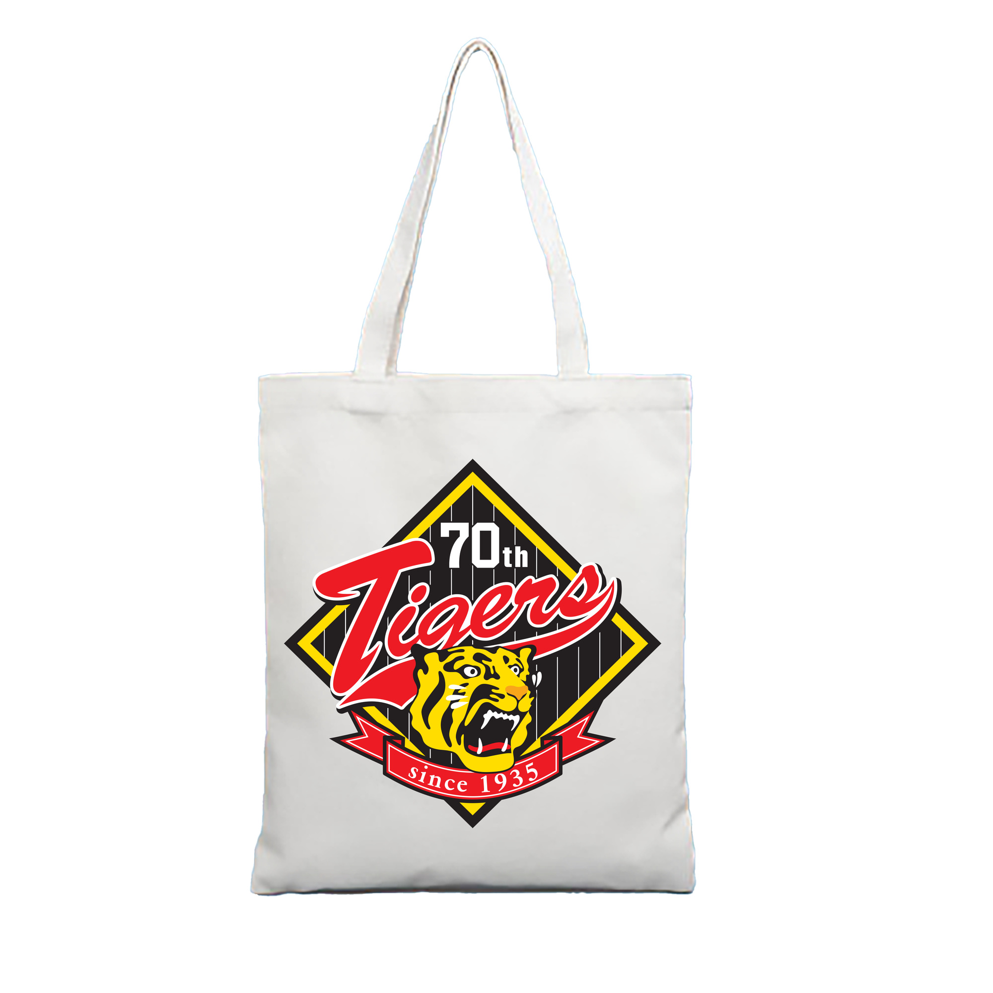 HANSHIN TIGERS 70TH ANNIVERSARY Logo - 縦型キャンバス手提げバッグ（トートバッグ） ・ キャンバス素材 ・ ショッピング用 ・ 軽量 丈夫 お手入れ簡単