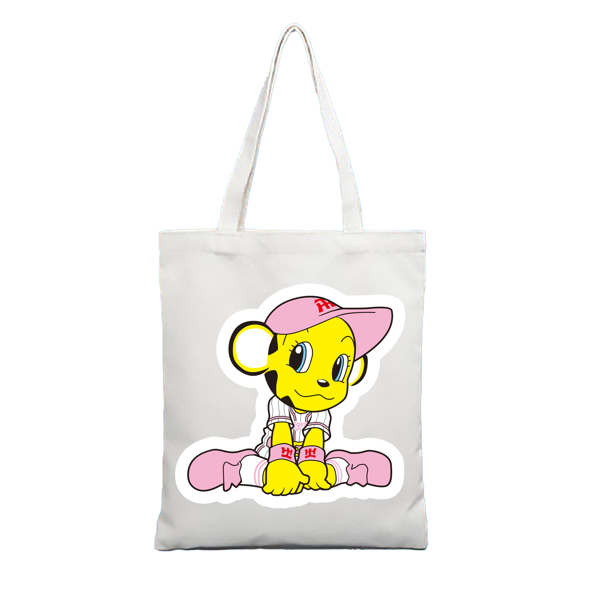HANSHIN TIGERS MASCOT LUCKY APPLICATION BEND 2015 Logo - 縦型キャンバス手提げバッグ（トートバッグ） ・ キャンバス素材 ・ ショッピング用 ・ 軽量 丈夫 お手入れ簡単