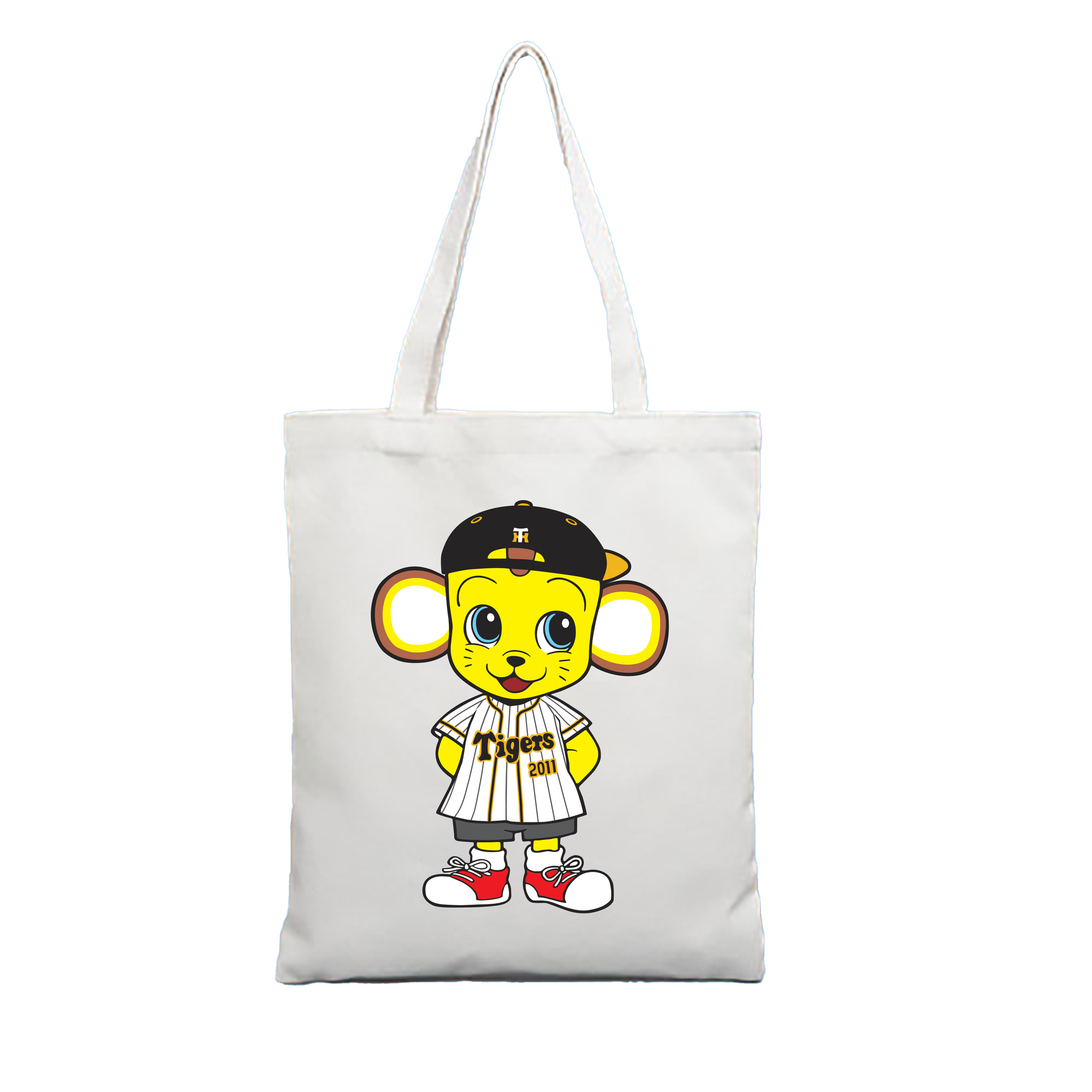 HANSHIN TIGERS MASCOT KITA 2010's LATELY PRESENT ORIGINAL Logo - 縦型キャンバス手提げバッグ（トートバッグ） ・ キャンバス素材 ・ ショッピング用 ・ 軽量 丈夫 お手入れ簡単
