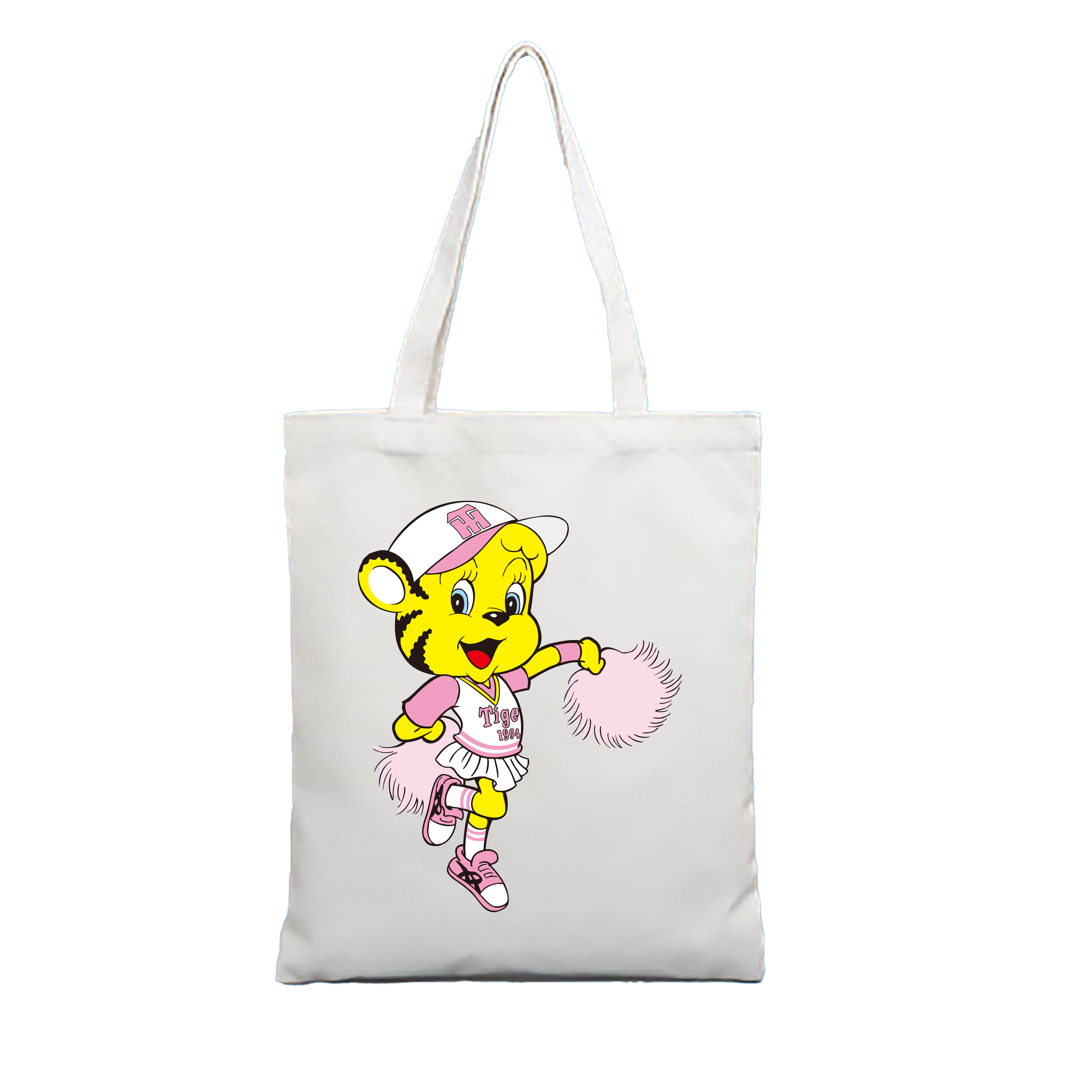 HANSHIN TIGERS MASCOT LUCKY OLD APPLICATION CHEERING FURRY Logo - 縦型キャンバス手提げバッグ（トートバッグ） ・ キャンバス素材 ・ ショッピング用 ・ 軽量 丈夫 お手入れ簡単