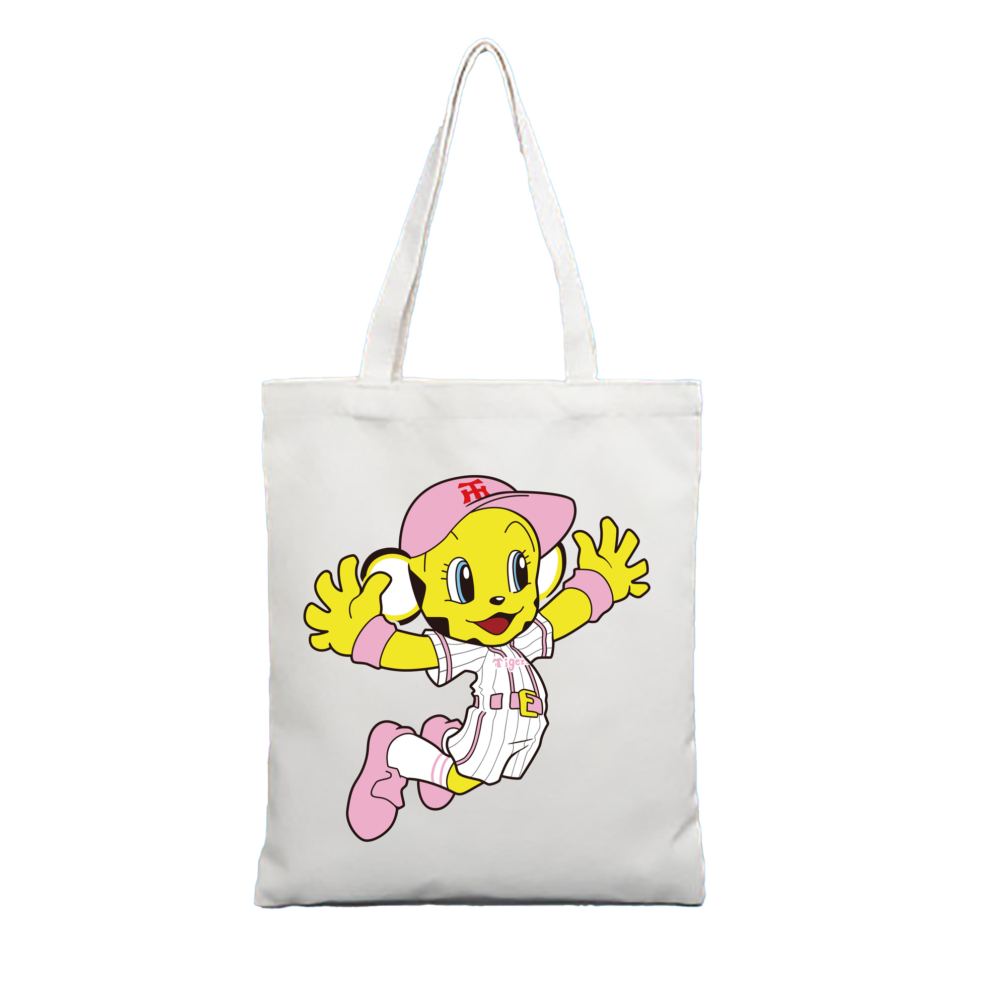 HANSHIN TIGERS MASCOT LUCKY APPLICATION JUMPING 2017 Logo - 縦型キャンバス手提げバッグ（トートバッグ） ・ キャンバス素材 ・ ショッピング用 ・ 軽量 丈夫 お手入れ簡単