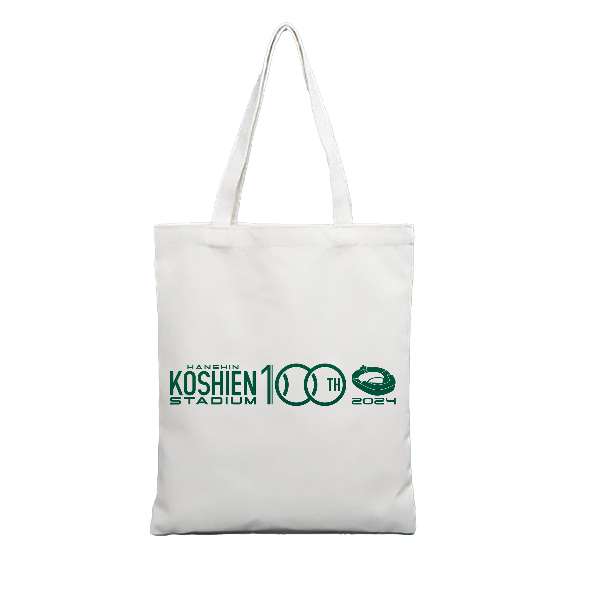 HANSHIN KOSHIEN STADIUM 100TH ANNIVERSARY EMBLEM 2024 Logo - 縦型キャンバス手提げバッグ（トートバッグ） ・ キャンバス素材 ・ ショッピング用 ・ 軽量 丈夫 お手入れ簡単