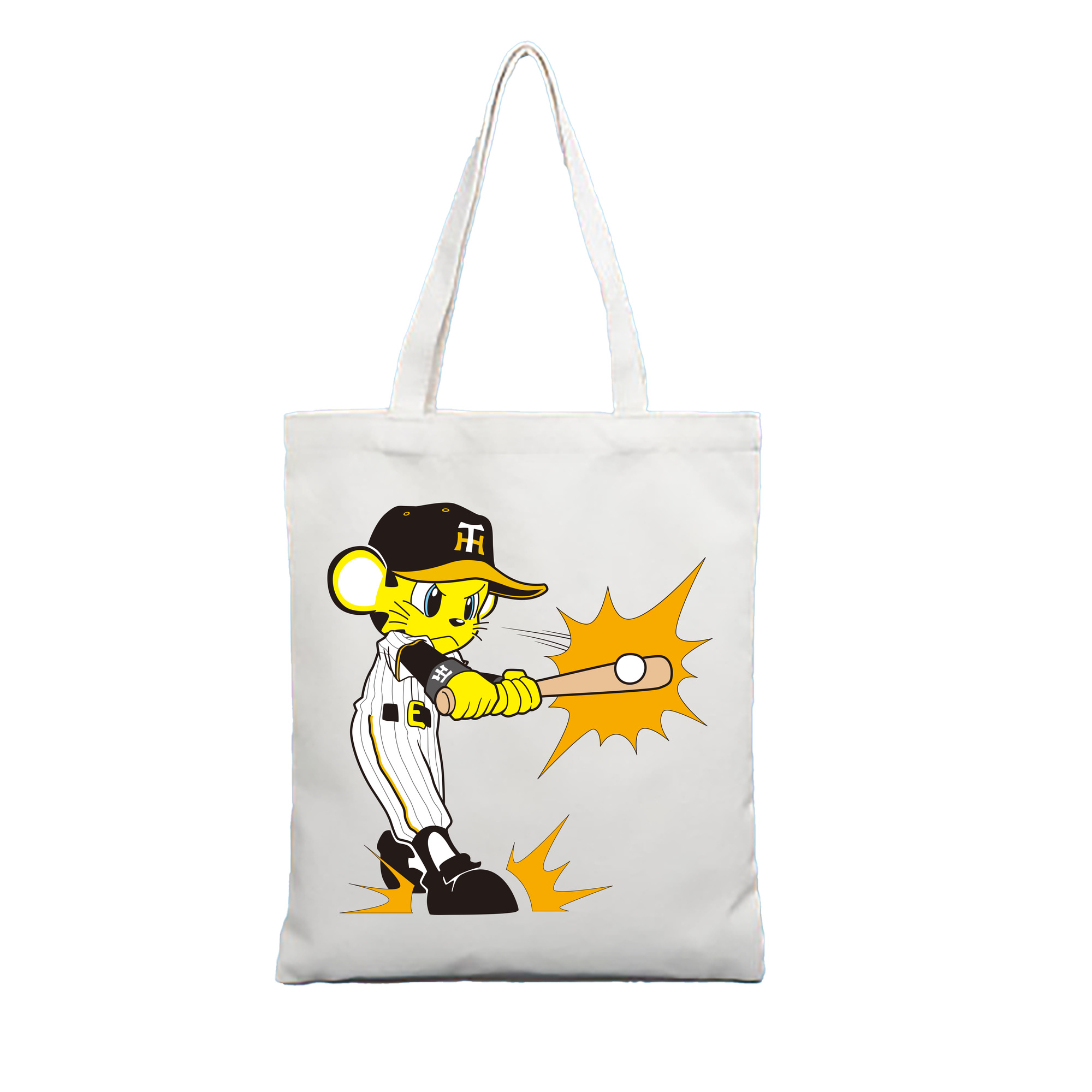 HANSHIN TIGERS MASCOT TO-LUCKY 2022 HOME UNIFORM APPLICATION BATTING Logo - 縦型キャンバス手提げバッグ（トートバッグ） ・ キャンバス素材 ・ ショッピング用 ・ 軽量 丈夫 お手入れ簡単