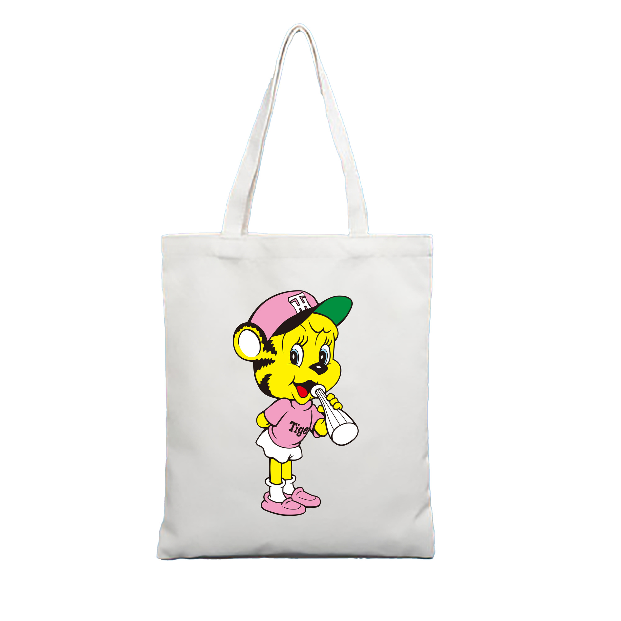 HANSHIN TIGERS MASCOT LUCKY OLD APPLICATION CHEERING BUGLE STAND Logo - 縦型キャンバス手提げバッグ（トートバッグ） ・ キャンバス素材 ・ ショッピング用 ・ 軽量 丈夫 お手入れ簡単