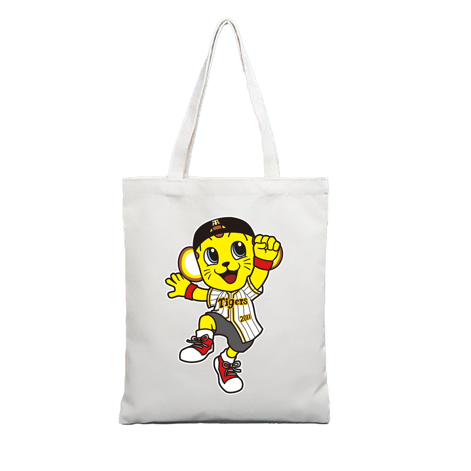HANSHIN TIGERS MASCOT KITA 2010's LATELY PRESENT APPLICATION JUMPING FIGHTING Logo - 縦型キャンバス手提げバッグ（トートバッグ） ・ キャンバス素材 ・ ショッピング用 ・ 軽量 丈夫 お手入れ簡単