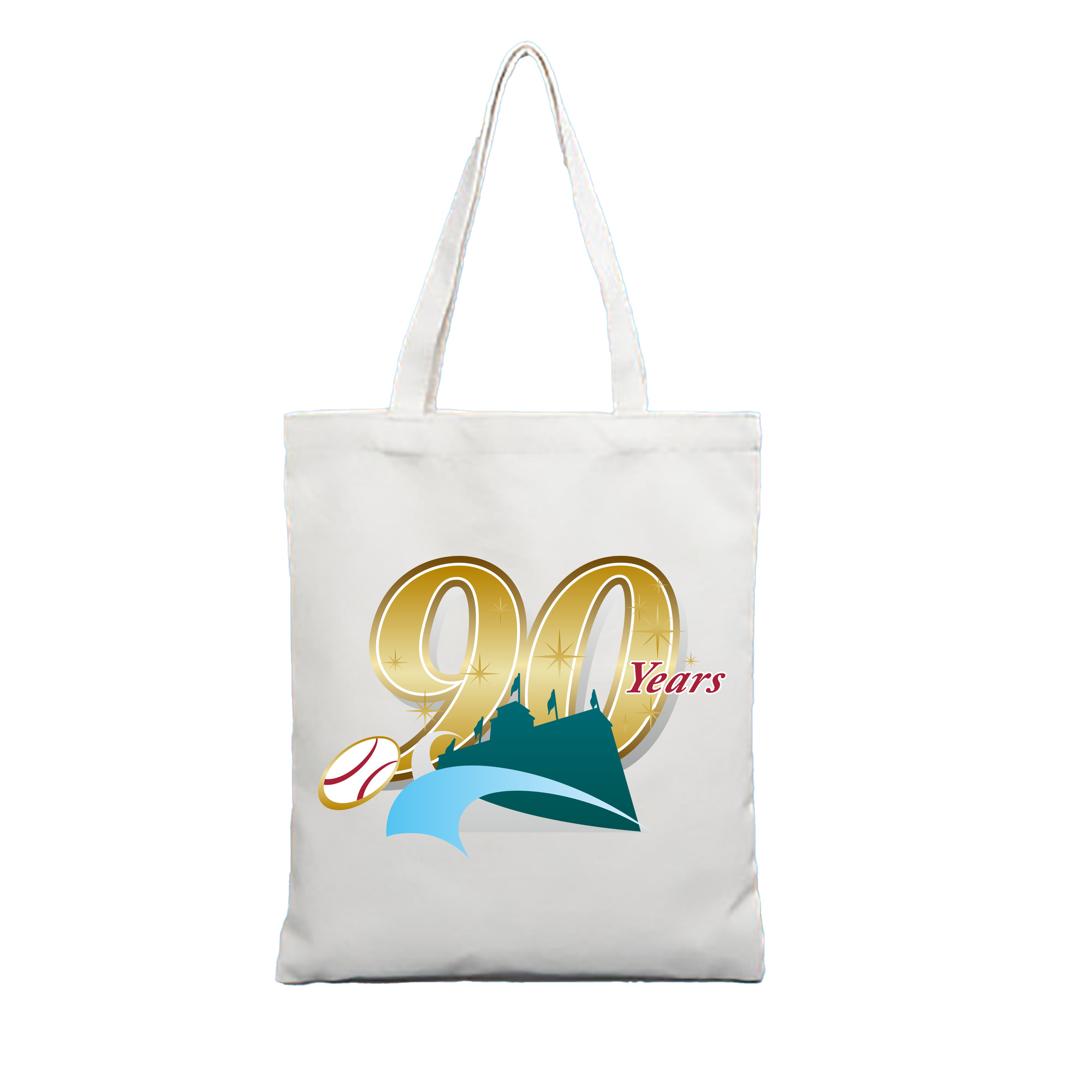 HANSHIN TIGERS 90TH ANNIVERSARY SYMBOL Logo - 縦型キャンバス手提げバッグ（トートバッグ） ・ キャンバス素材 ・ ショッピング用 ・ 軽量 丈夫 お手入れ簡単