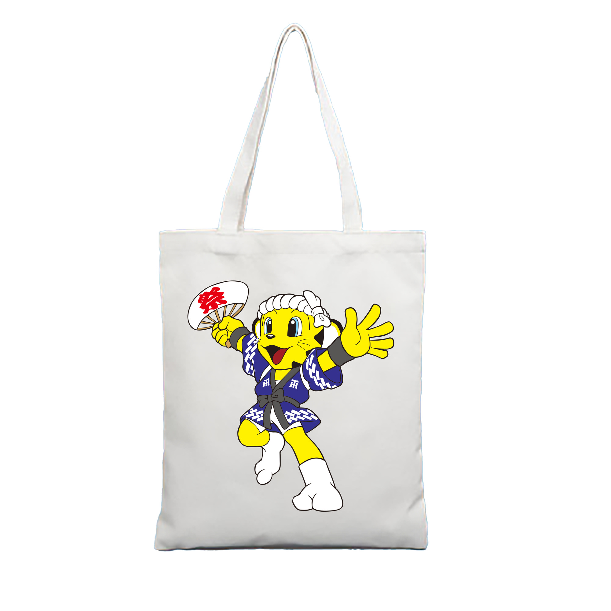 HANSHIN TIGERS MASCOT TO-LUCKY APPLICATION YUKATA Logo - 縦型キャンバス手提げバッグ（トートバッグ） ・ キャンバス素材 ・ ショッピング用 ・ 軽量 丈夫 お手入れ簡単