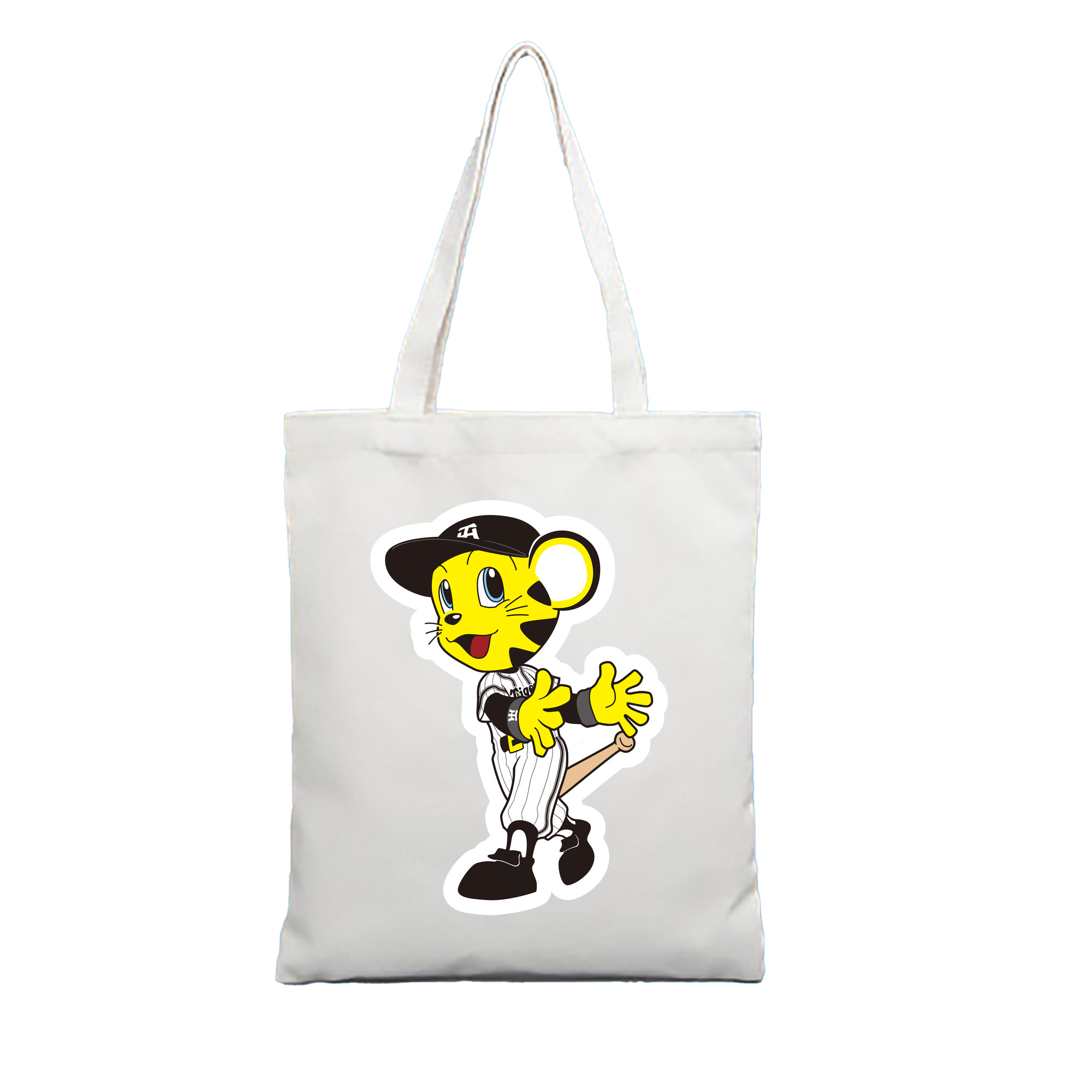 HANSHIN TIGERS MASCOT TO-LUCKY APPLICATION AFTER HITTING 2015 Logo - 縦型キャンバス手提げバッグ（トートバッグ） ・ キャンバス素材 ・ ショッピング用 ・ 軽量 丈夫 お手入れ簡単