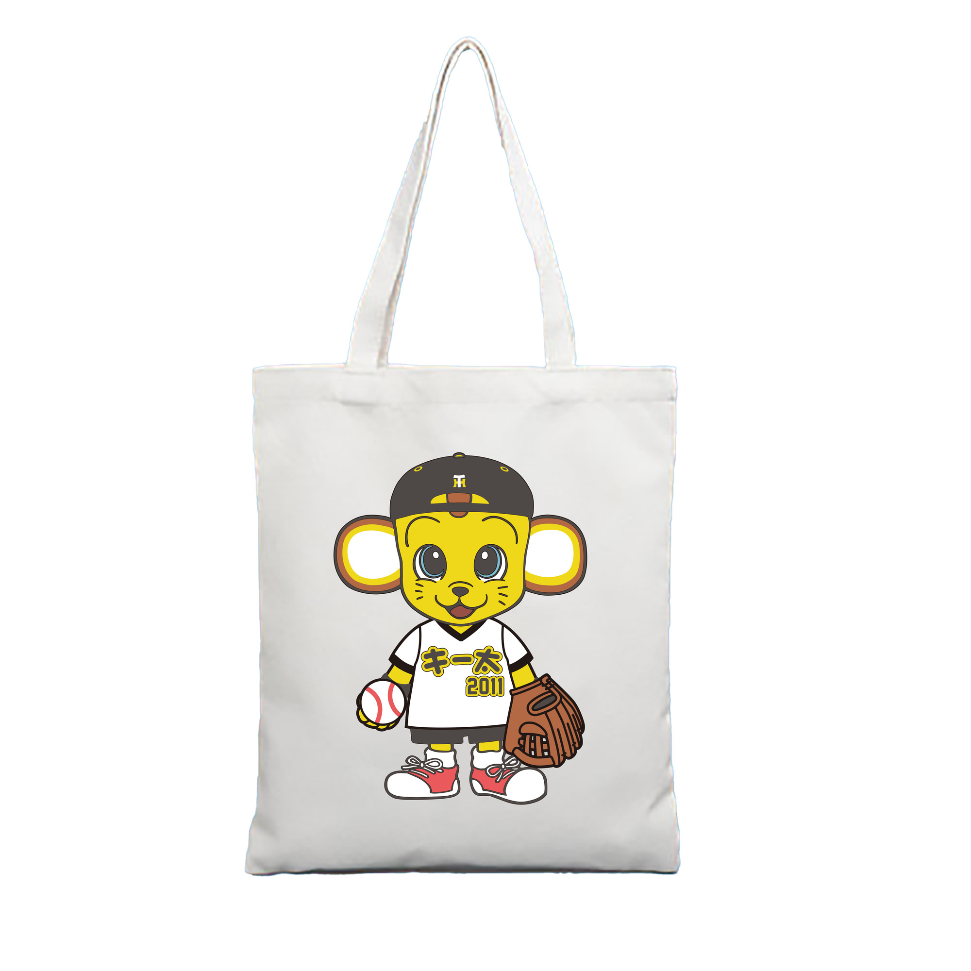 HANSHIN TIGERS MASCOT KITA APPLICATION HOT BISCUITS Logo - 縦型キャンバス手提げバッグ（トートバッグ） ・ キャンバス素材 ・ ショッピング用 ・ 軽量 丈夫 お手入れ簡単
