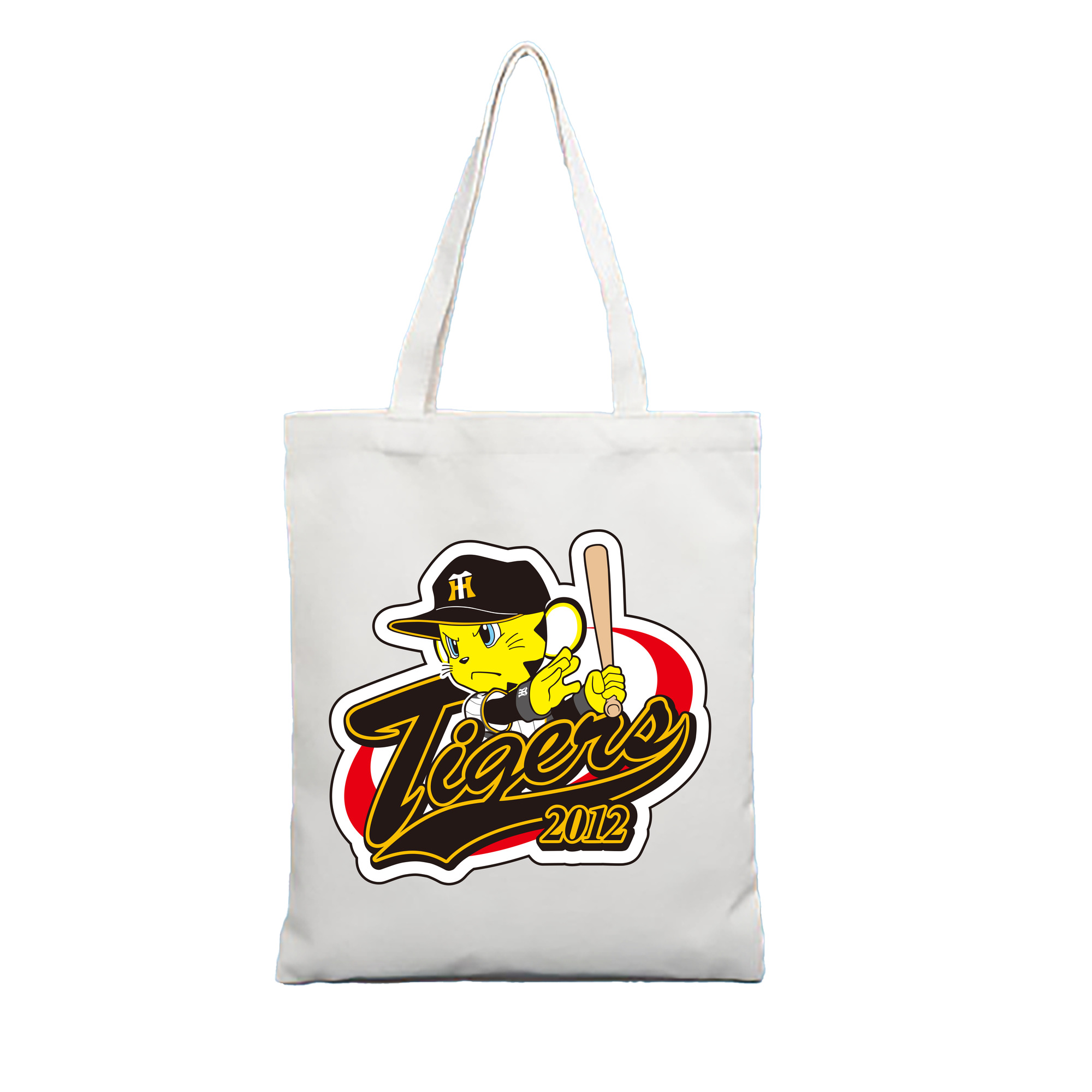 HANSHIN TIGERS 2012 MASCOT TO-LUCKY Logo - 縦型キャンバス手提げバッグ（トートバッグ） ・ キャンバス素材 ・ ショッピング用 ・ 軽量 丈夫 お手入れ簡単