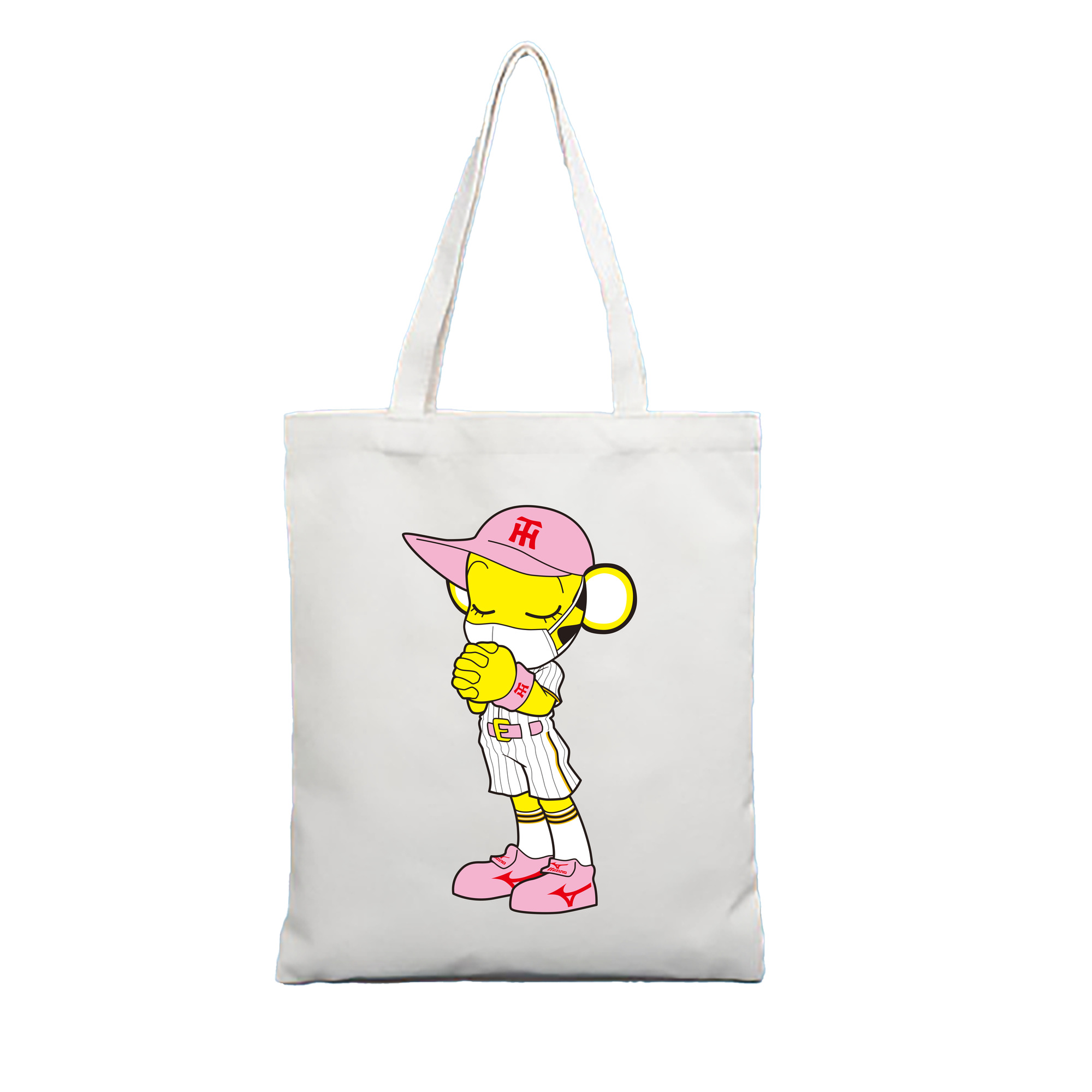 HANSHIN TIGERS MASCOT LUCKY 2010%27s LATER PRESENT APPLICATION MASK PRAY Logo - 縦型キャンバス手提げバッグ（トートバッグ） ・ キャンバス素材 ・ ショッピング用 ・ 軽量 丈夫 お手入れ簡単