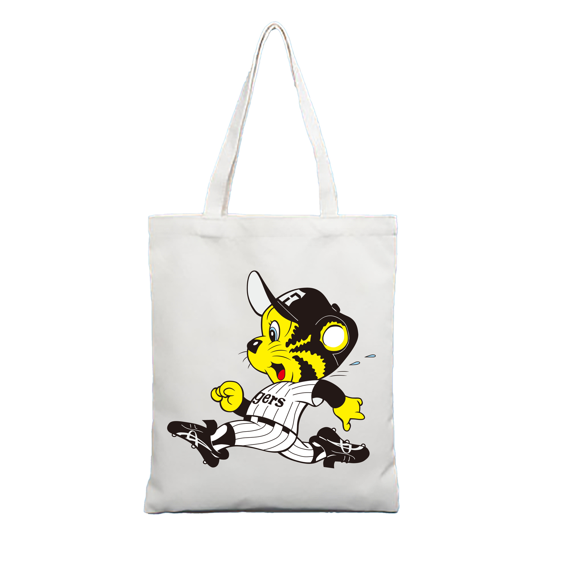 HANSHIN TIGERS MASCOT TO-LUCKY OLD APPLICATION RUNNING Logo - 縦型キャンバス手提げバッグ（トートバッグ） ・ キャンバス素材 ・ ショッピング用 ・ 軽量 丈夫 お手入れ簡単