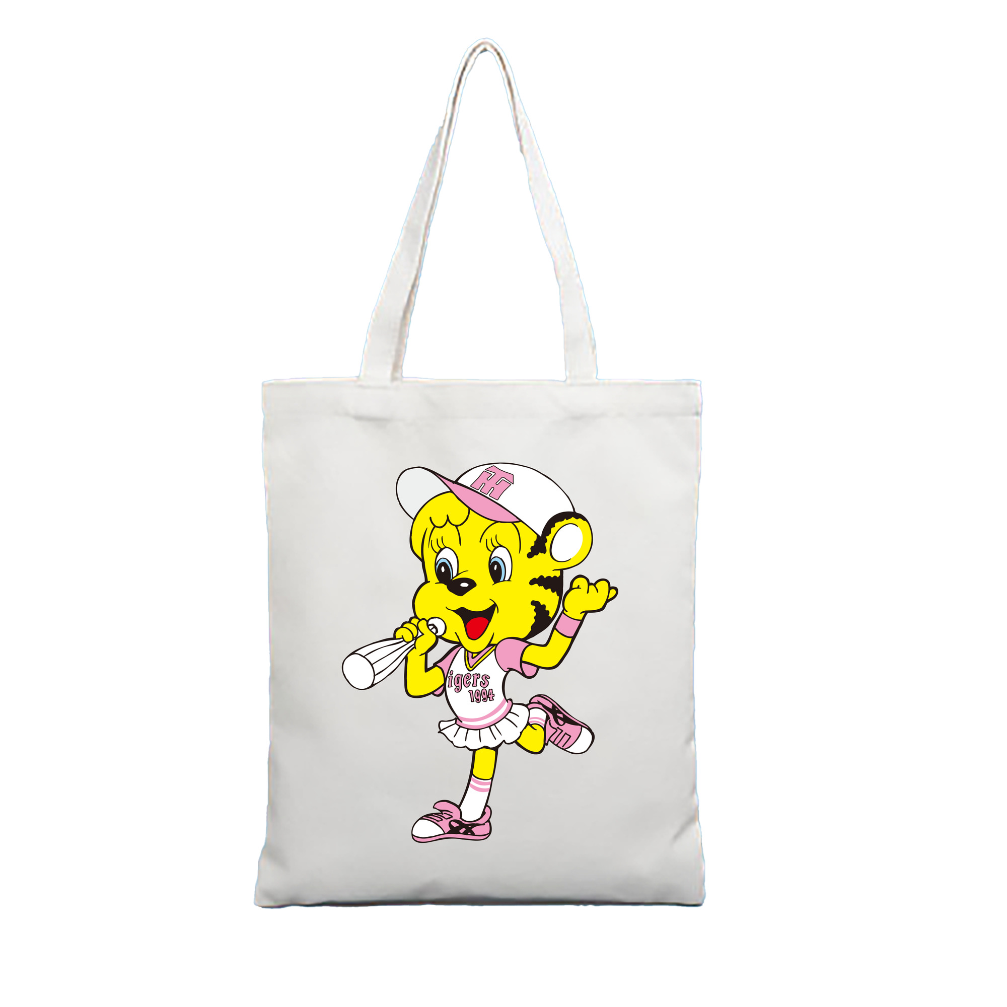 HANSHIN TIGERS MASCOT LUCKY OLD APPLICATION CHEERING BUGLE SMILING Logo - 縦型キャンバス手提げバッグ（トートバッグ） ・ キャンバス素材 ・ ショッピング用 ・ 軽量 丈夫 お手入れ簡単