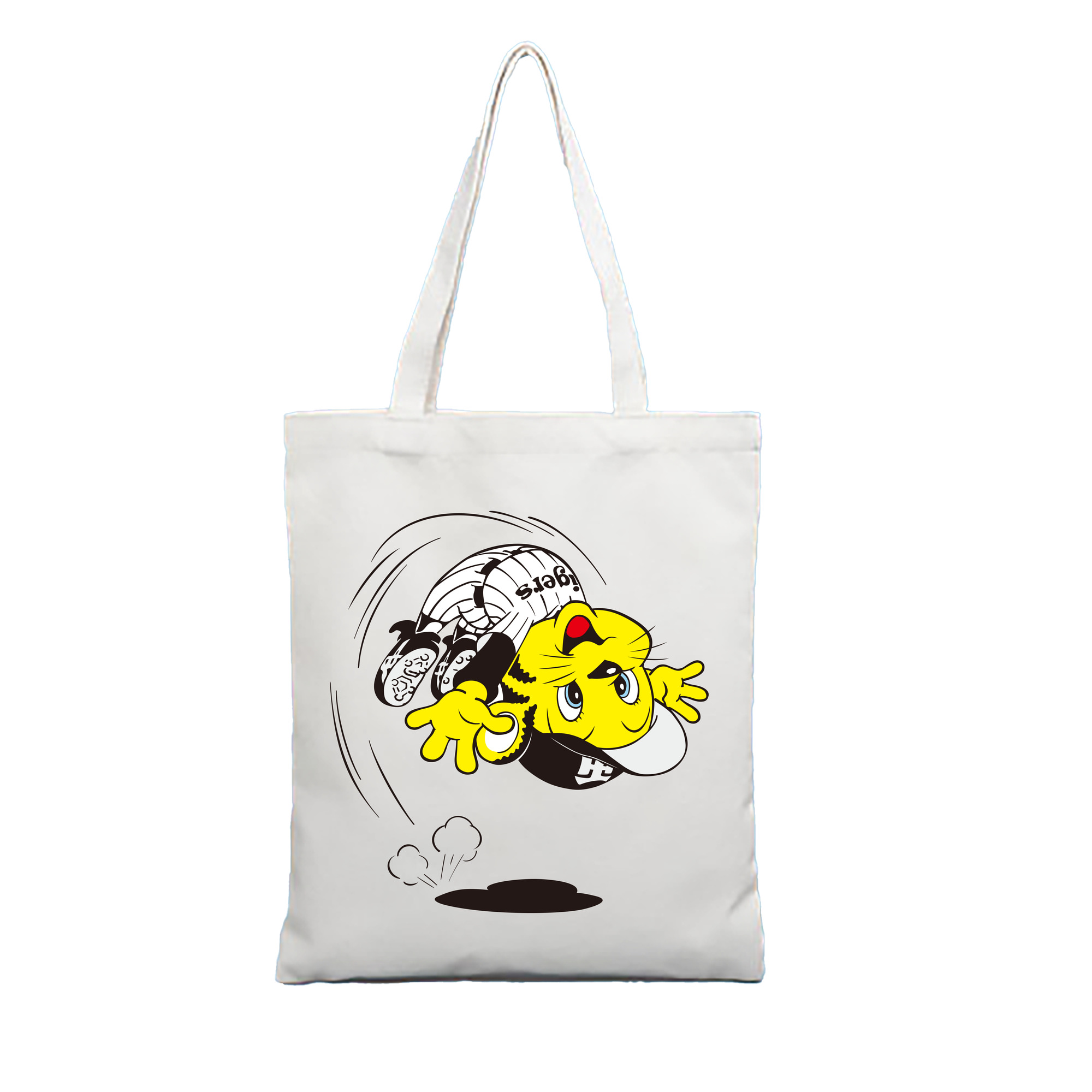 HANSHIN TIGERS MASCOT TO-LUCKY OLD APPLICATION TUMBLING Logo - 縦型キャンバス手提げバッグ（トートバッグ） ・ キャンバス素材 ・ ショッピング用 ・ 軽量 丈夫 お手入れ簡単