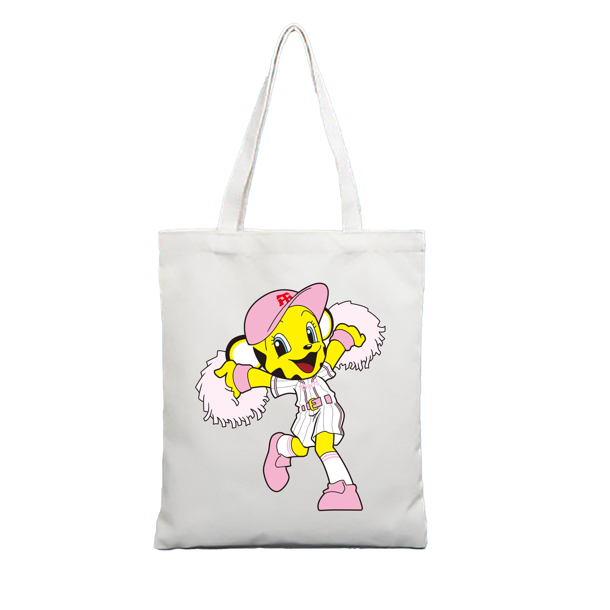 HANSHIN TIGERS MASCOT LUCKY APPLICATION CHEERING 2015 Logo - 縦型キャンバス手提げバッグ（トートバッグ） ・ キャンバス素材 ・ ショッピング用 ・ 軽量 丈夫 お手入れ簡単