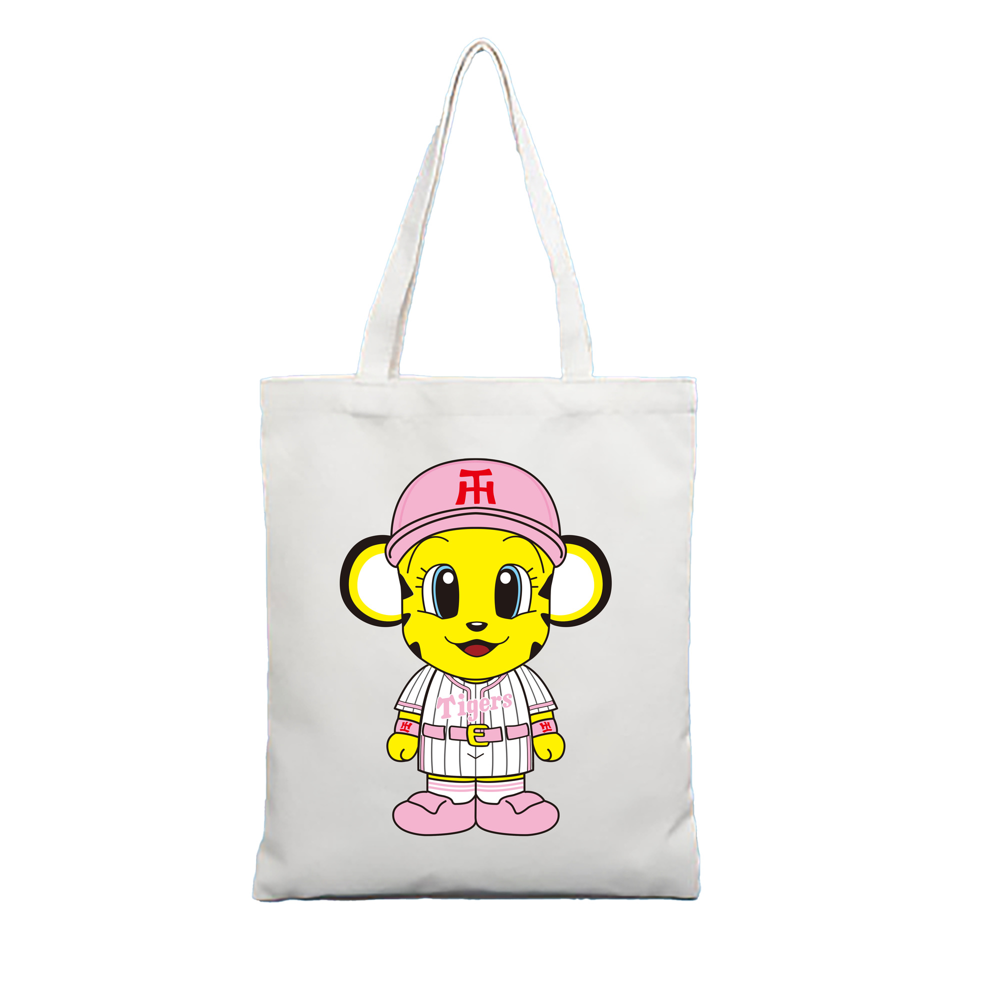 HANSHIN TIGERS MASCOT LUCKY APPLICATION KID STAND 2015 Logo - 縦型キャンバス手提げバッグ（トートバッグ） ・ キャンバス素材 ・ ショッピング用 ・ 軽量 丈夫 お手入れ簡単