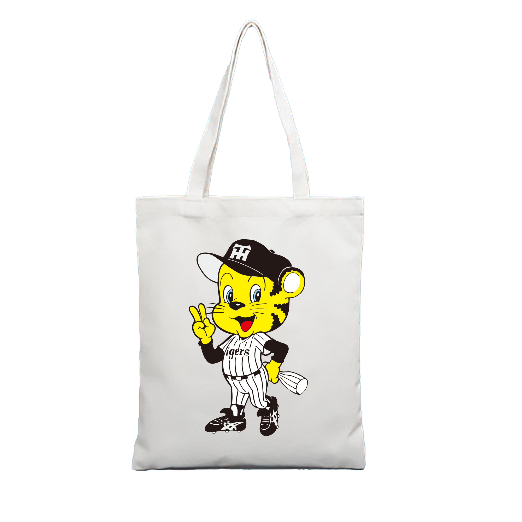 HANSHIN TIGERS MASCOT TO-LUCKY OLD APPLICATION CHEERING BUGLE Logo - 縦型キャンバス手提げバッグ（トートバッグ） ・ キャンバス素材 ・ ショッピング用 ・ 軽量 丈夫 お手入れ簡単