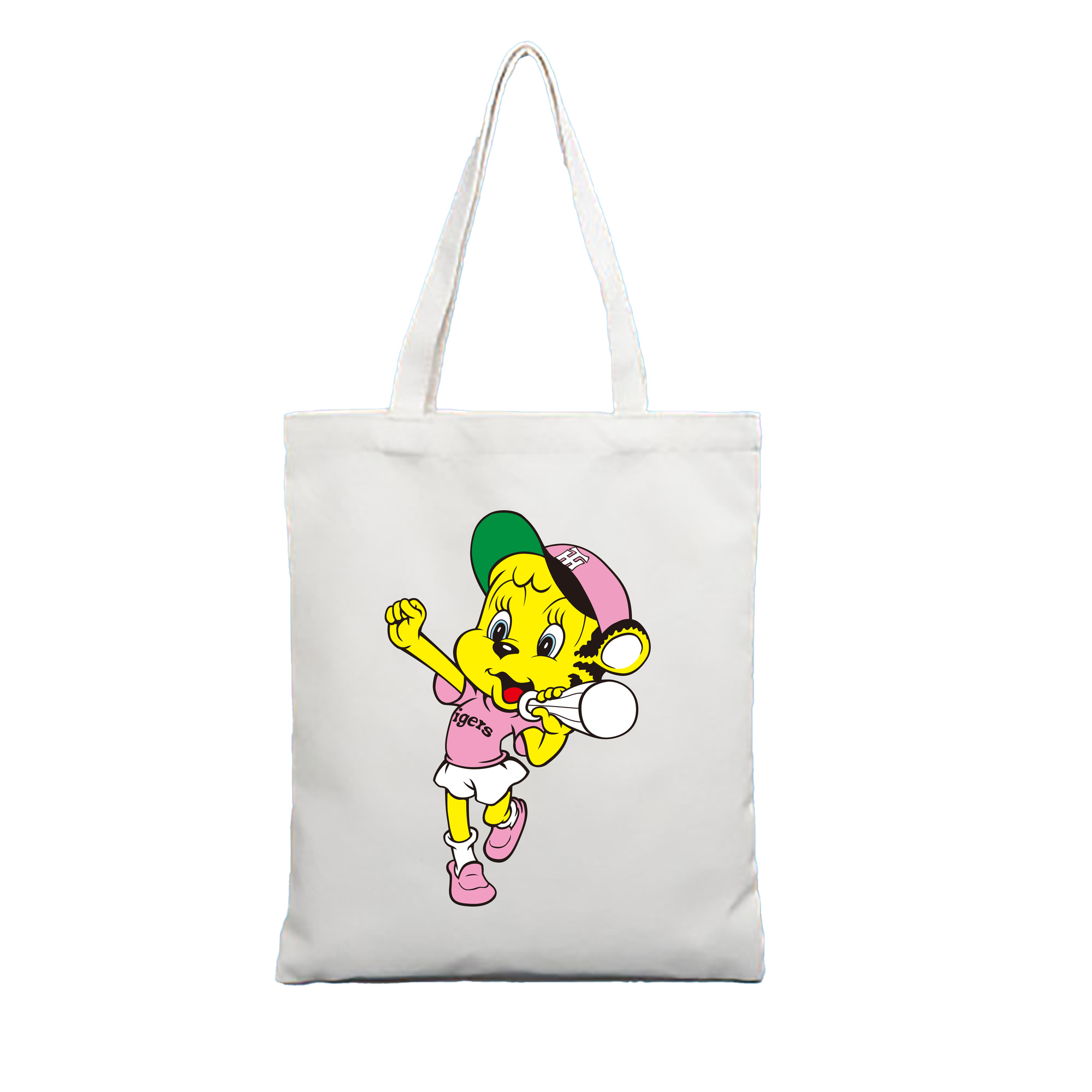 HANSHIN TIGERS MASCOT LUCKY OLD APPLICATION CHEERING BUGLE Logo - 縦型キャンバス手提げバッグ（トートバッグ） ・ キャンバス素材 ・ ショッピング用 ・ 軽量 丈夫 お手入れ簡単