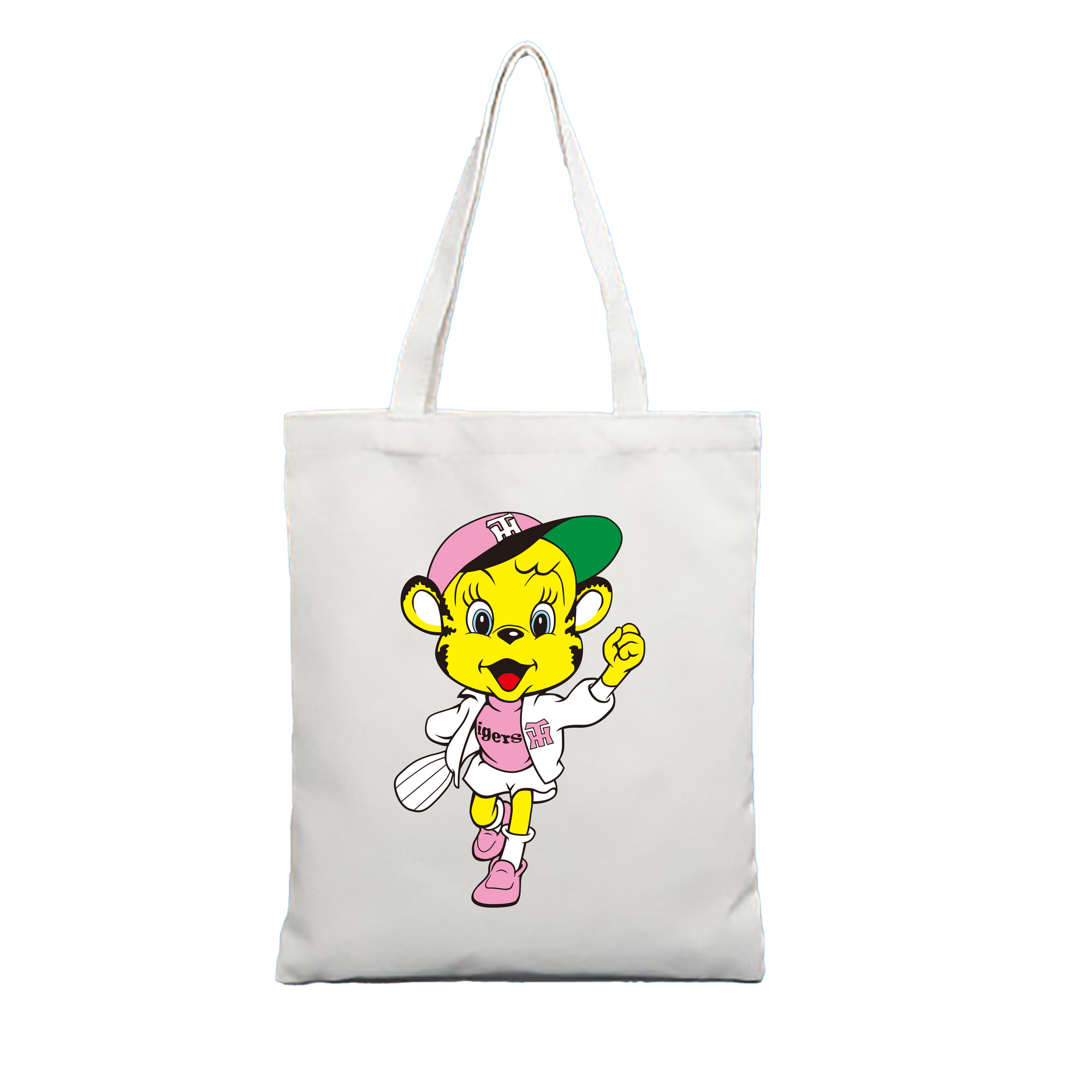 HANSHIN TIGERS MASCOT LUCKY OLD APPLICATION CHEERING WALKING Logo - 縦型キャンバス手提げバッグ（トートバッグ） ・ キャンバス素材 ・ ショッピング用 ・ 軽量 丈夫 お手入れ簡単