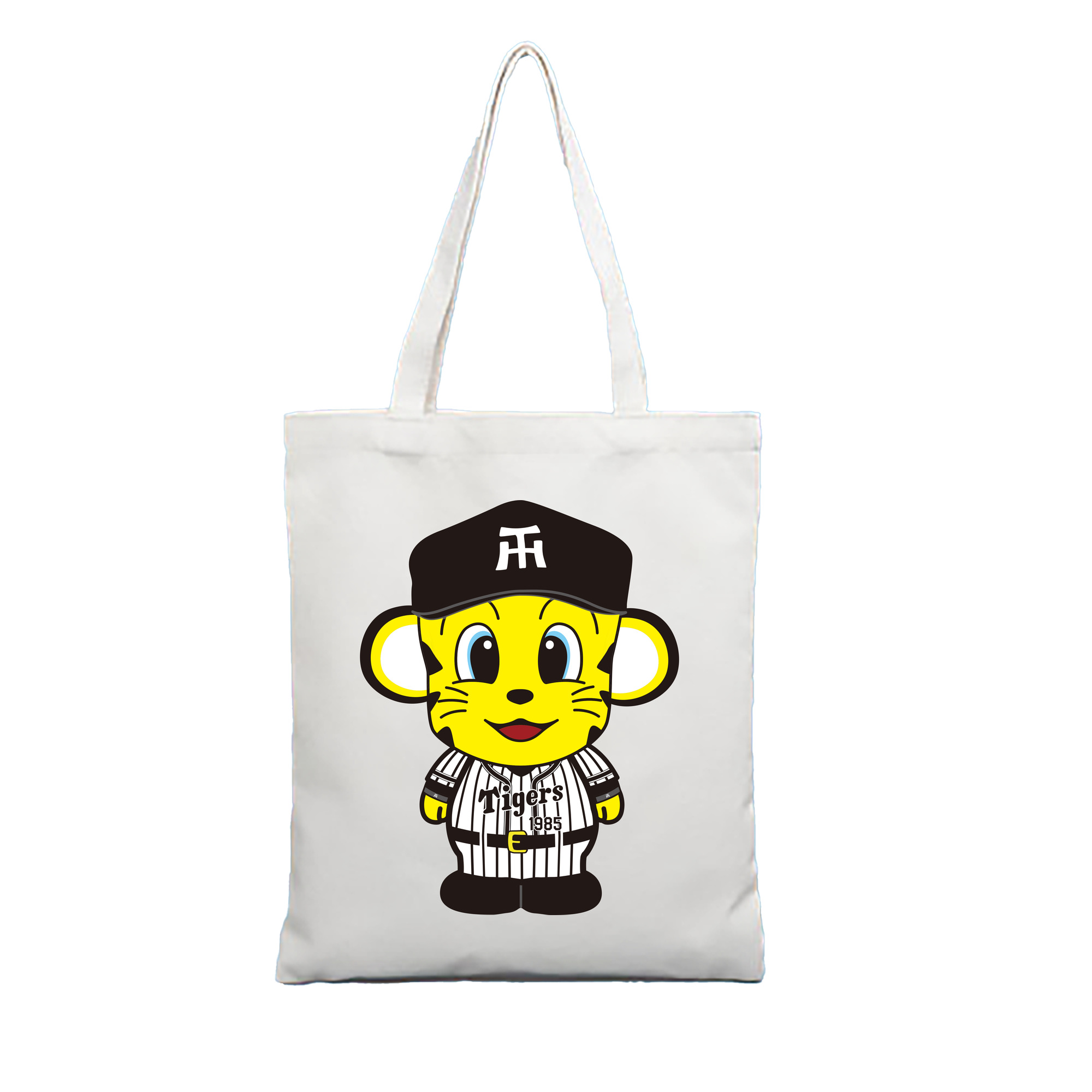 HANSHIN TIGERS MASCOT TO-LUCKY APPLICATION KID STAND 2015 Logo - 縦型キャンバス手提げバッグ（トートバッグ） ・ キャンバス素材 ・ ショッピング用 ・ 軽量 丈夫 お手入れ簡単