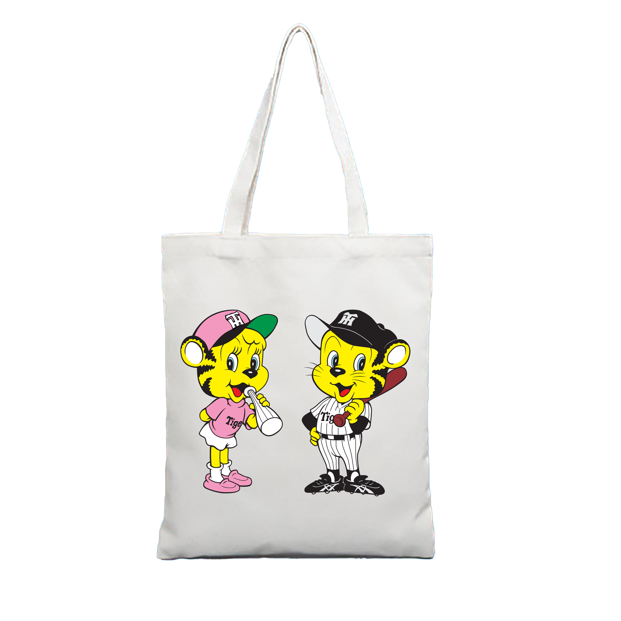 HANSHIN TIGERS MASCOT TO-LUCKY LUCKY 2001 2006 Logo - 縦型キャンバス手提げバッグ（トートバッグ） ・ キャンバス素材 ・ ショッピング用 ・ 軽量 丈夫 お手入れ簡単