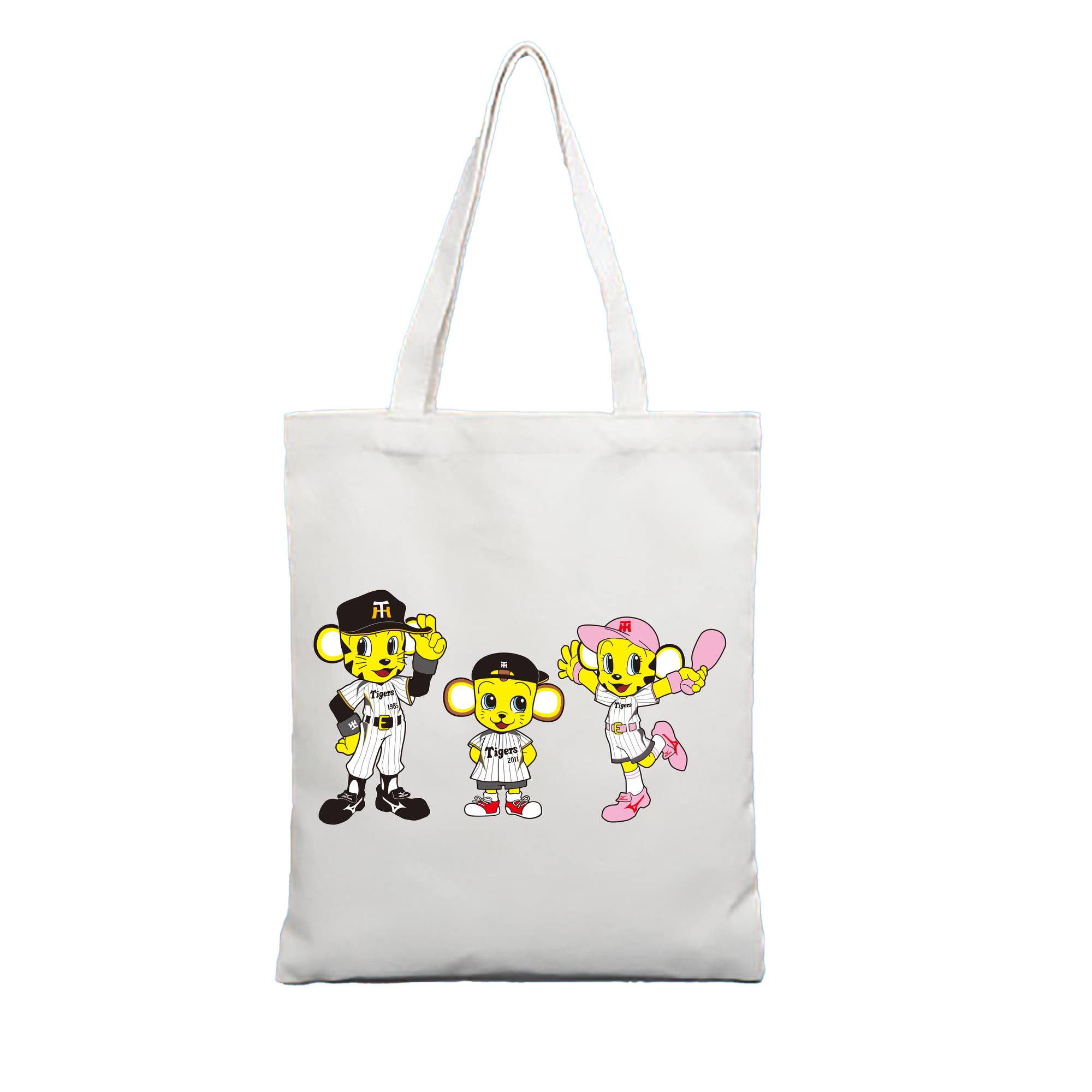 HANSHIN TIGERS MASCOT TO-LUCKY LUCKY KITA 2012 2014 Logo - 縦型キャンバス手提げバッグ（トートバッグ） ・ キャンバス素材 ・ ショッピング用 ・ 軽量 丈夫 お手入れ簡単