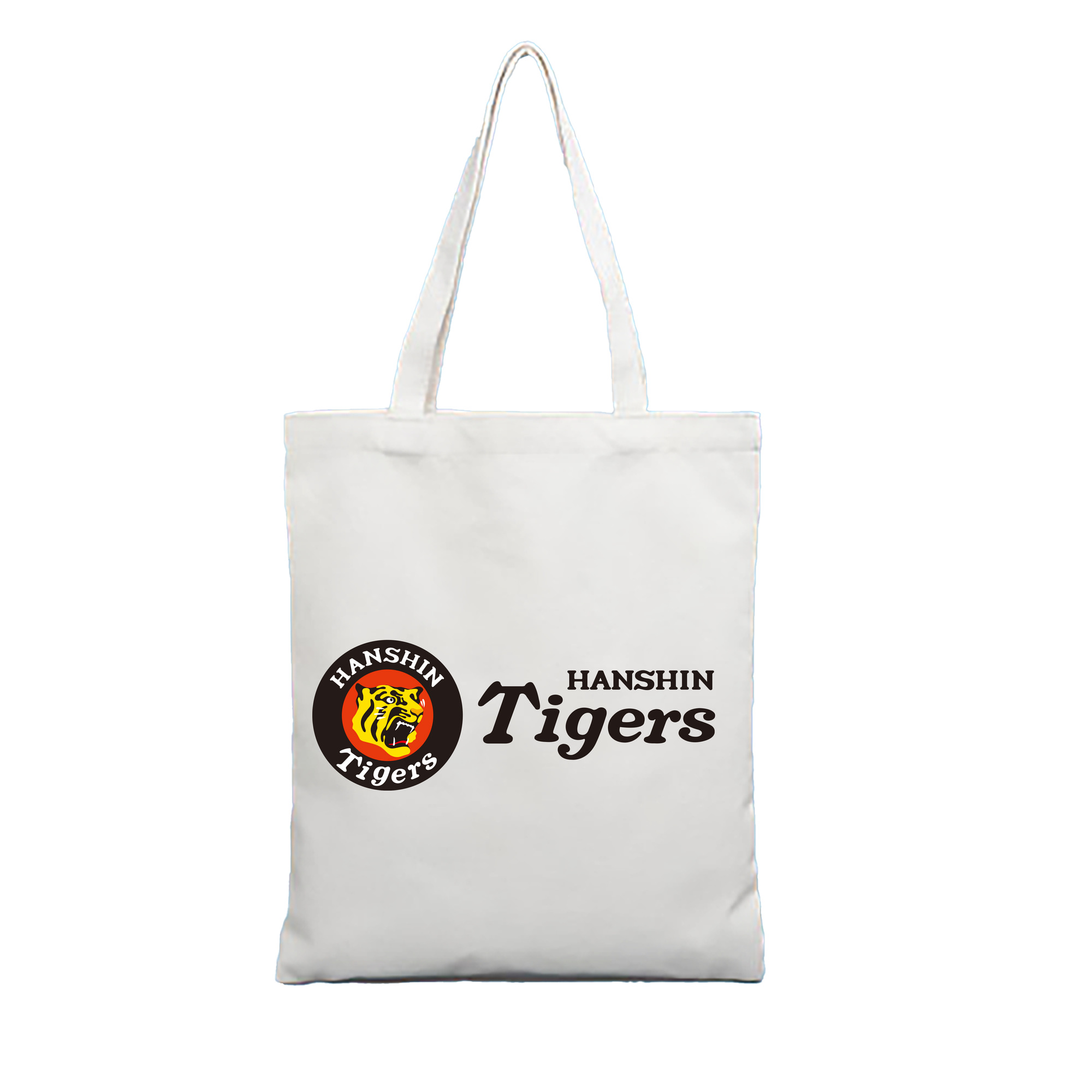 HANSHIN TIGERS Wordmark Logo - 縦型キャンバス手提げバッグ（トートバッグ） ・ キャンバス素材 ・ ショッピング用 ・ 軽量 丈夫 お手入れ簡単